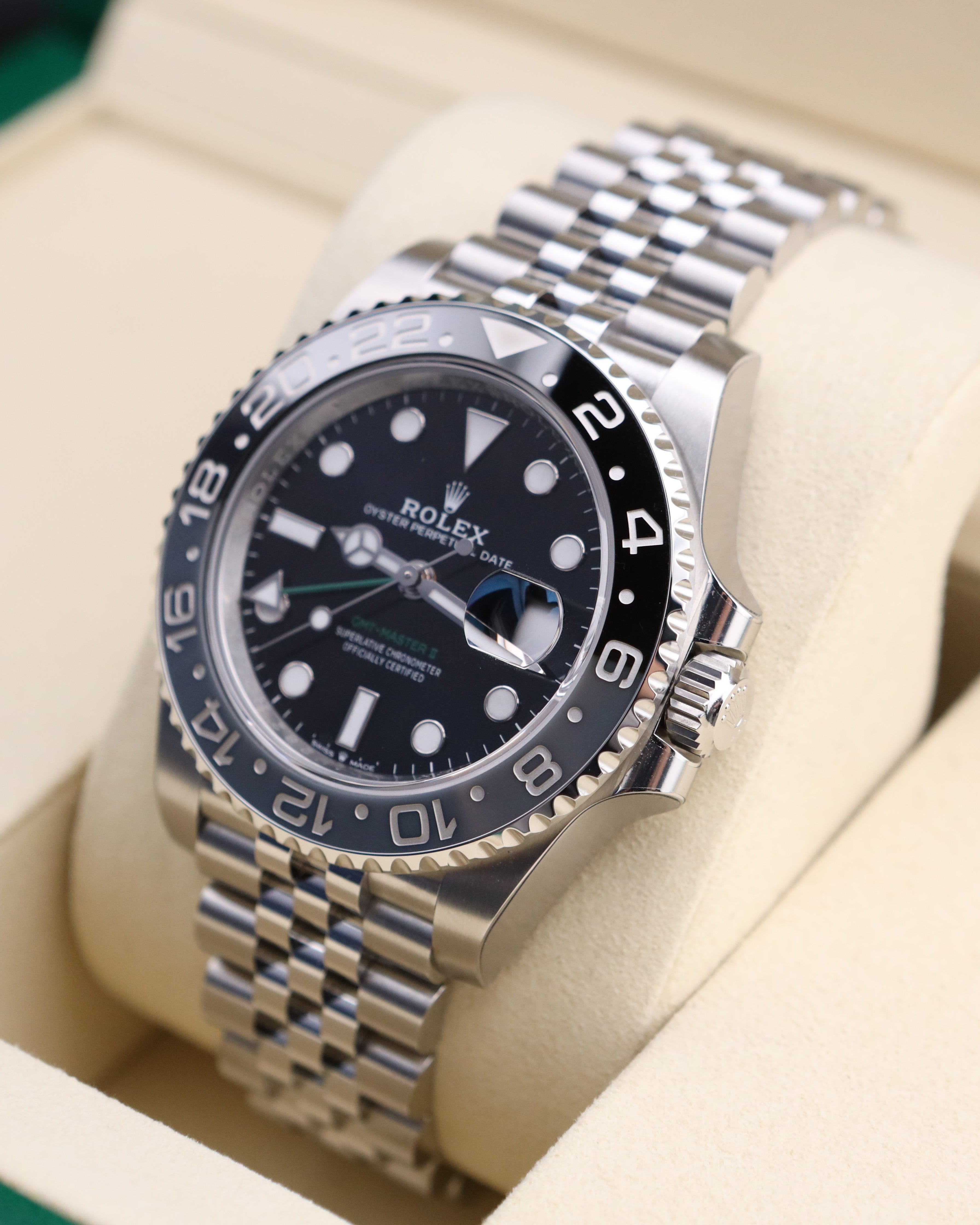 Rolex GMT-Master II Bruce Wayne on Jubilee 126710GRNR - 2025 Factory Stickers
