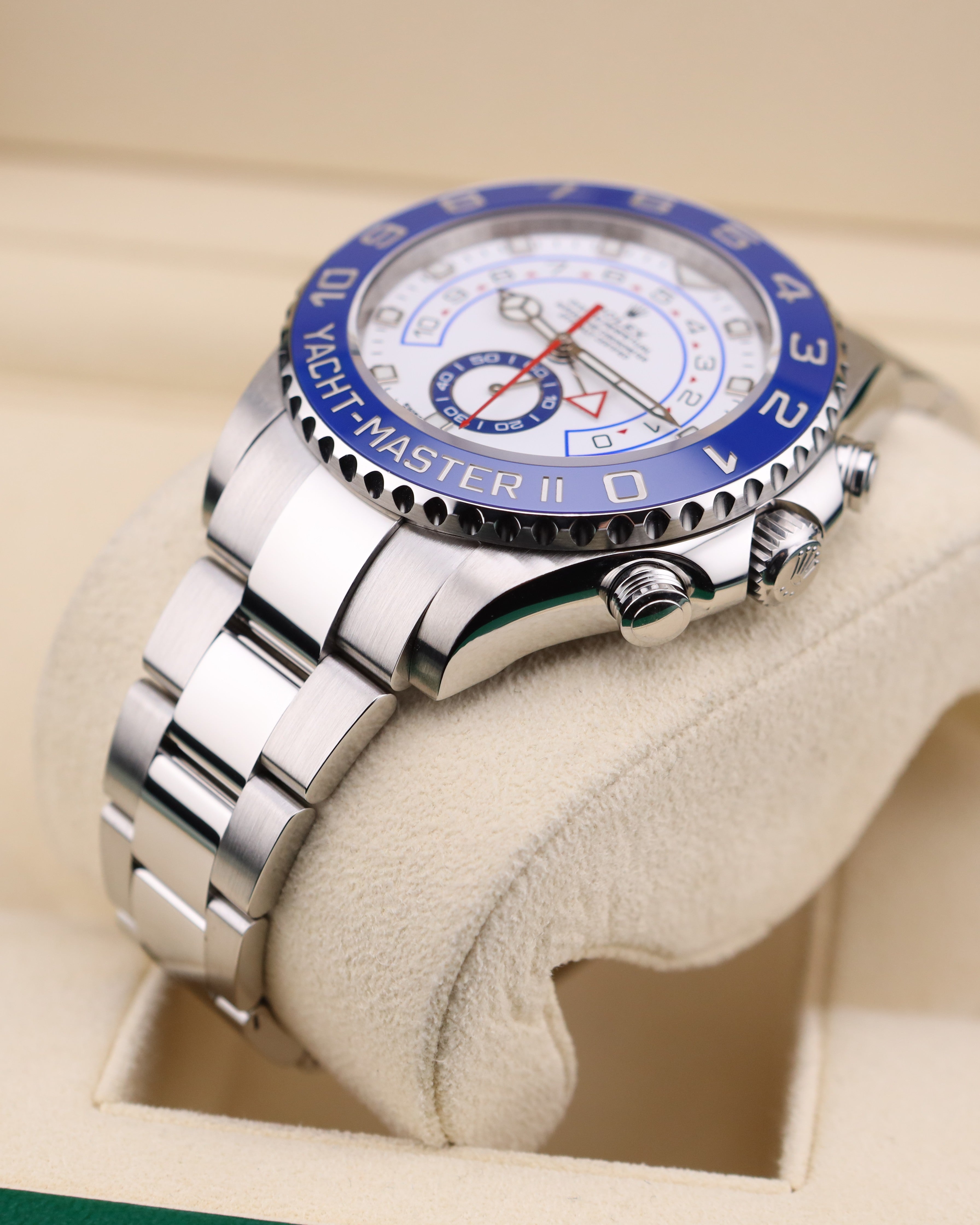Rolex Yacht-Master II 44mm White Dial Blue Bezel 116680 Mercedes Hand 2021