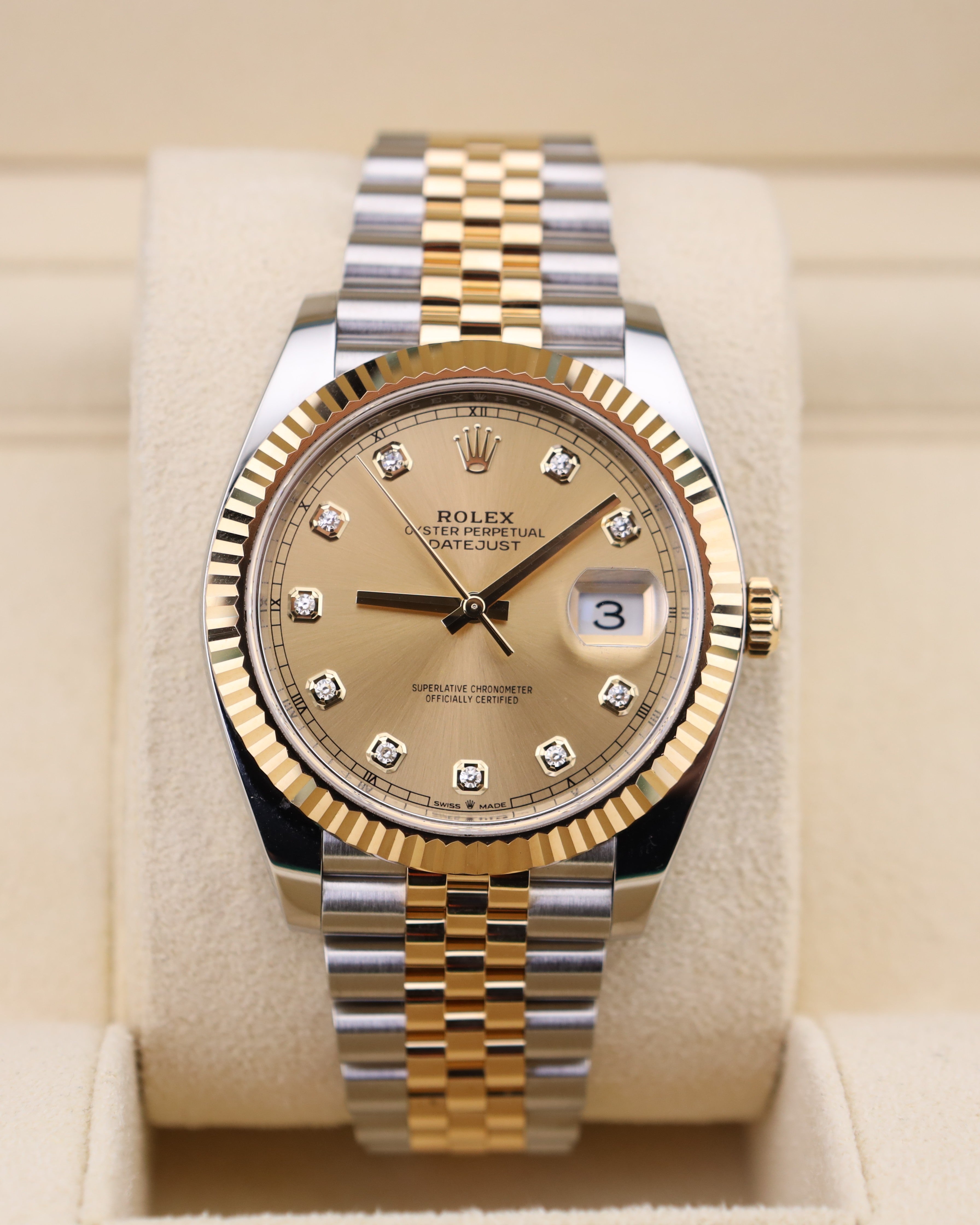 Rolex Datejust 41 Champagne Diamond Dial Two Tone Jubilee 126333  - 2024