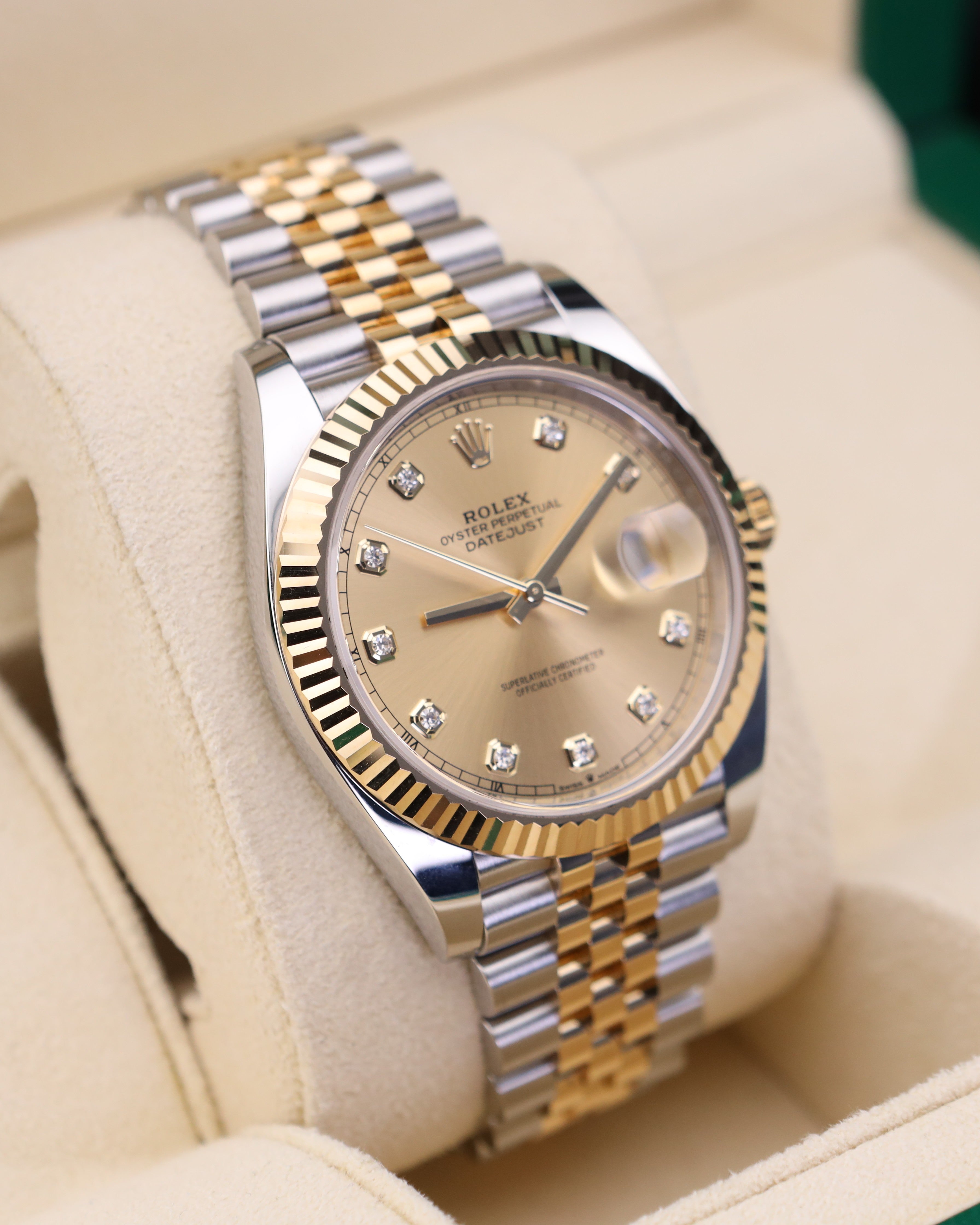 Rolex Datejust 41 Champagne Diamond Dial Two Tone Jubilee 126333  - 2024