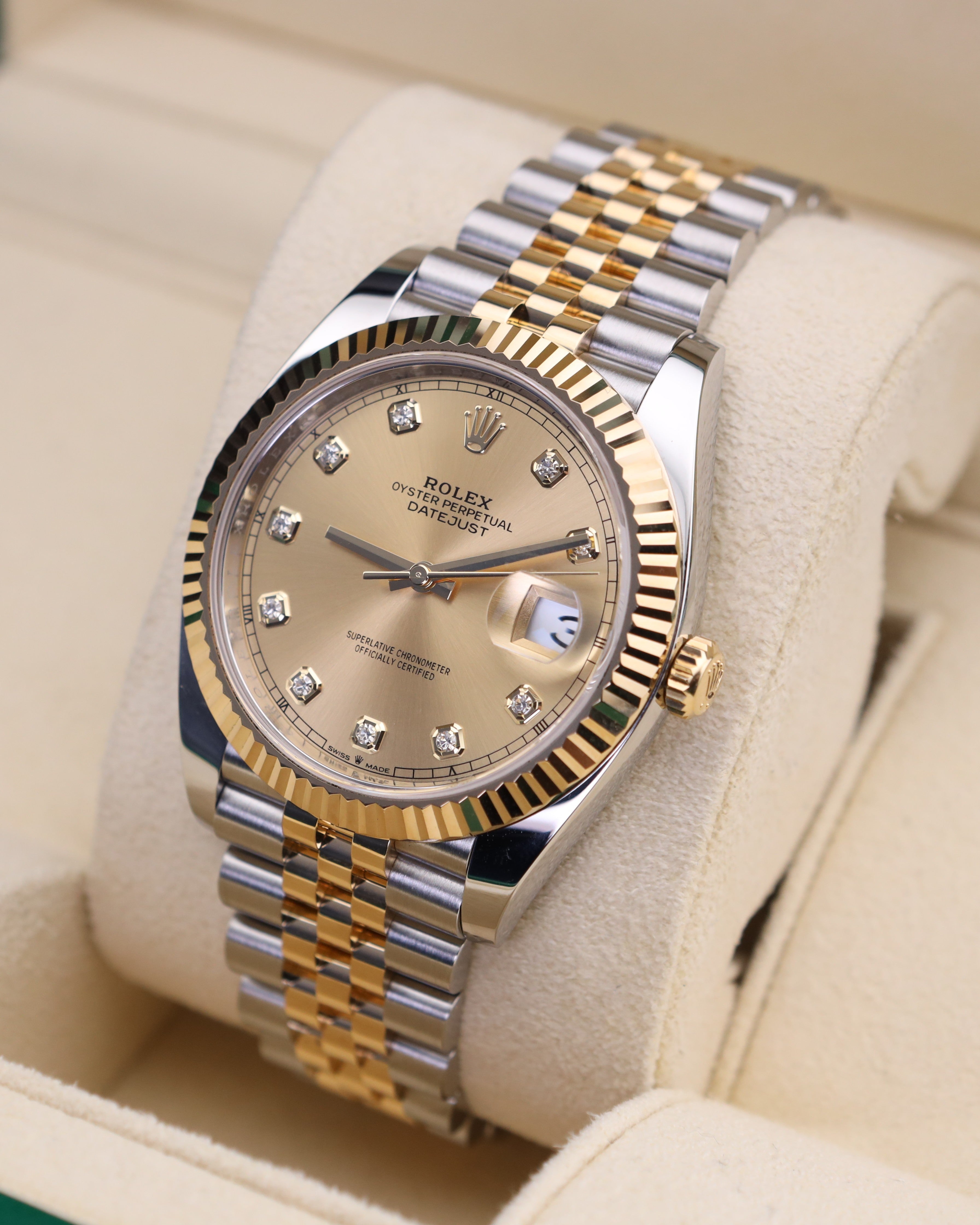 Rolex Datejust 41 Champagne Diamond Dial Two Tone Jubilee 126333  - 2024