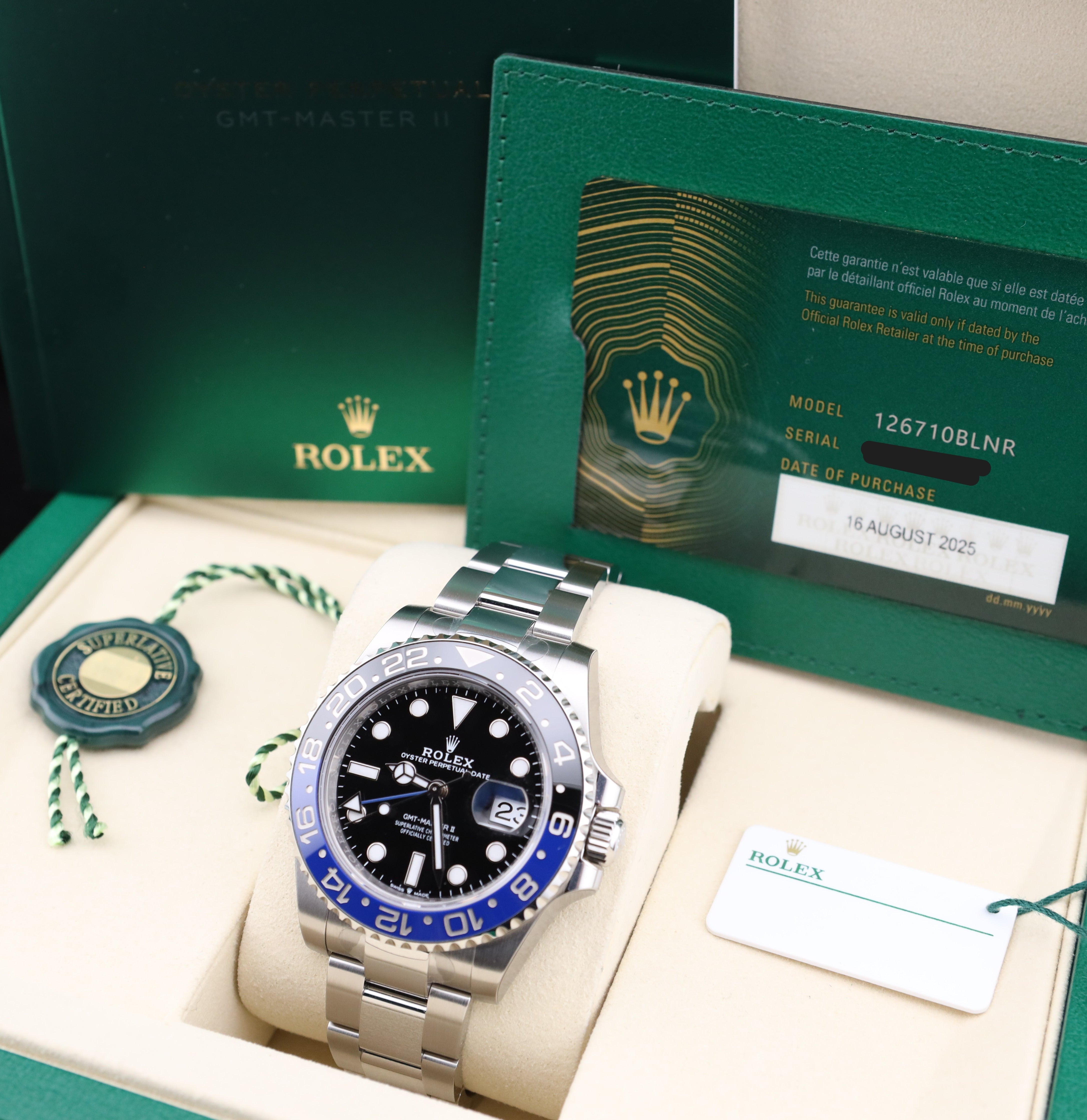 Rolex GMT-Master II Batman on Oyster 126710BLNR - 2025