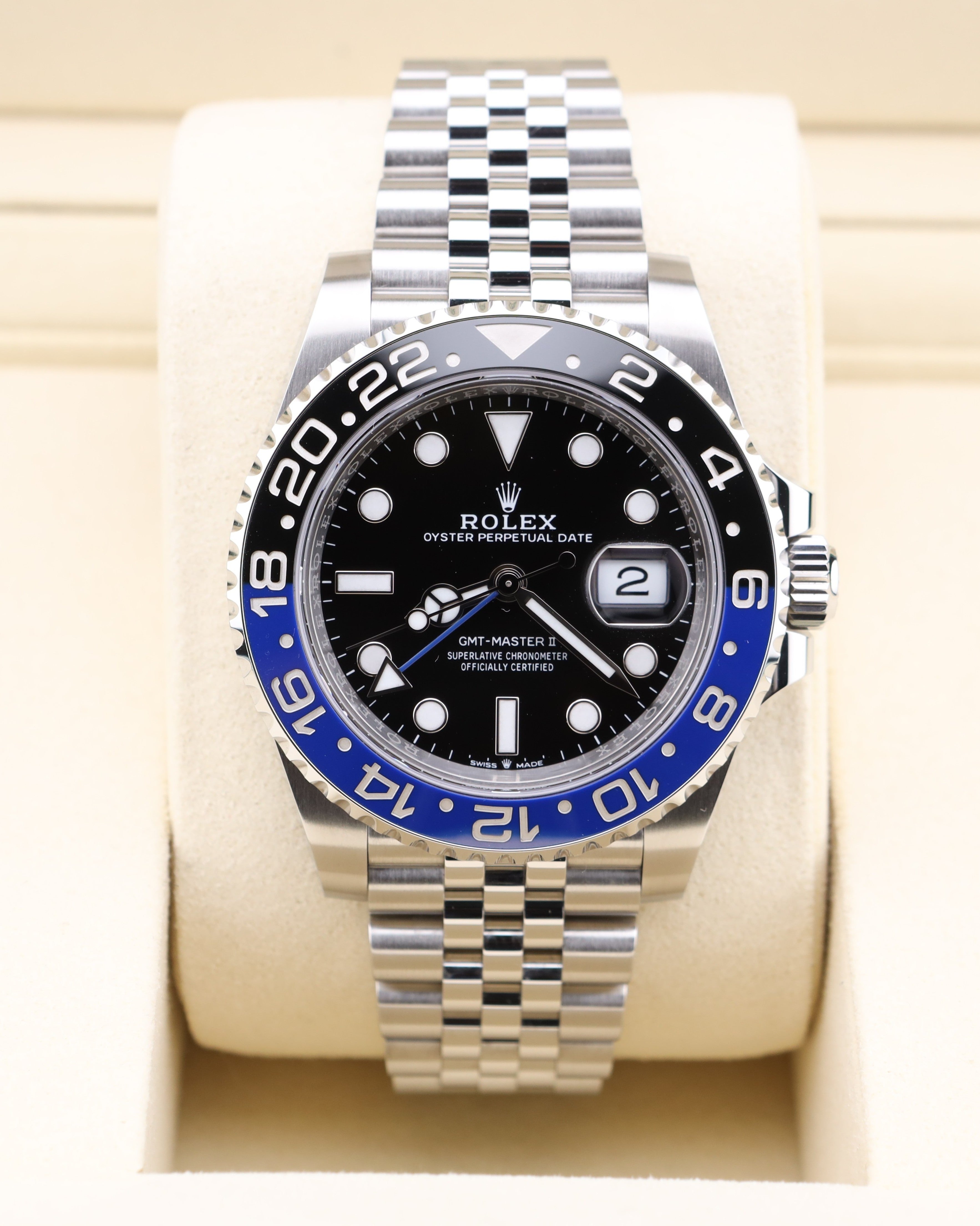 Rolex GMT-Master II Batgirl on Jubilee 126710BLNR