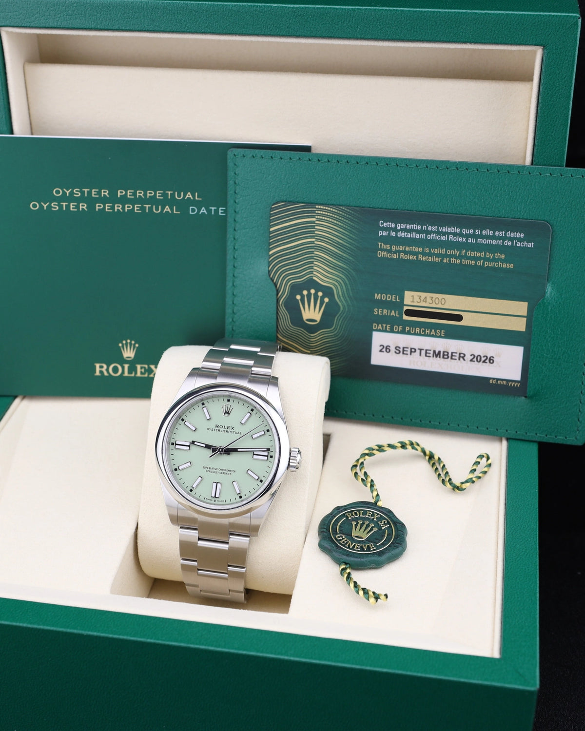 Rolex Oyster Perpetual Pistachio Dial on 134300 Complete 2026