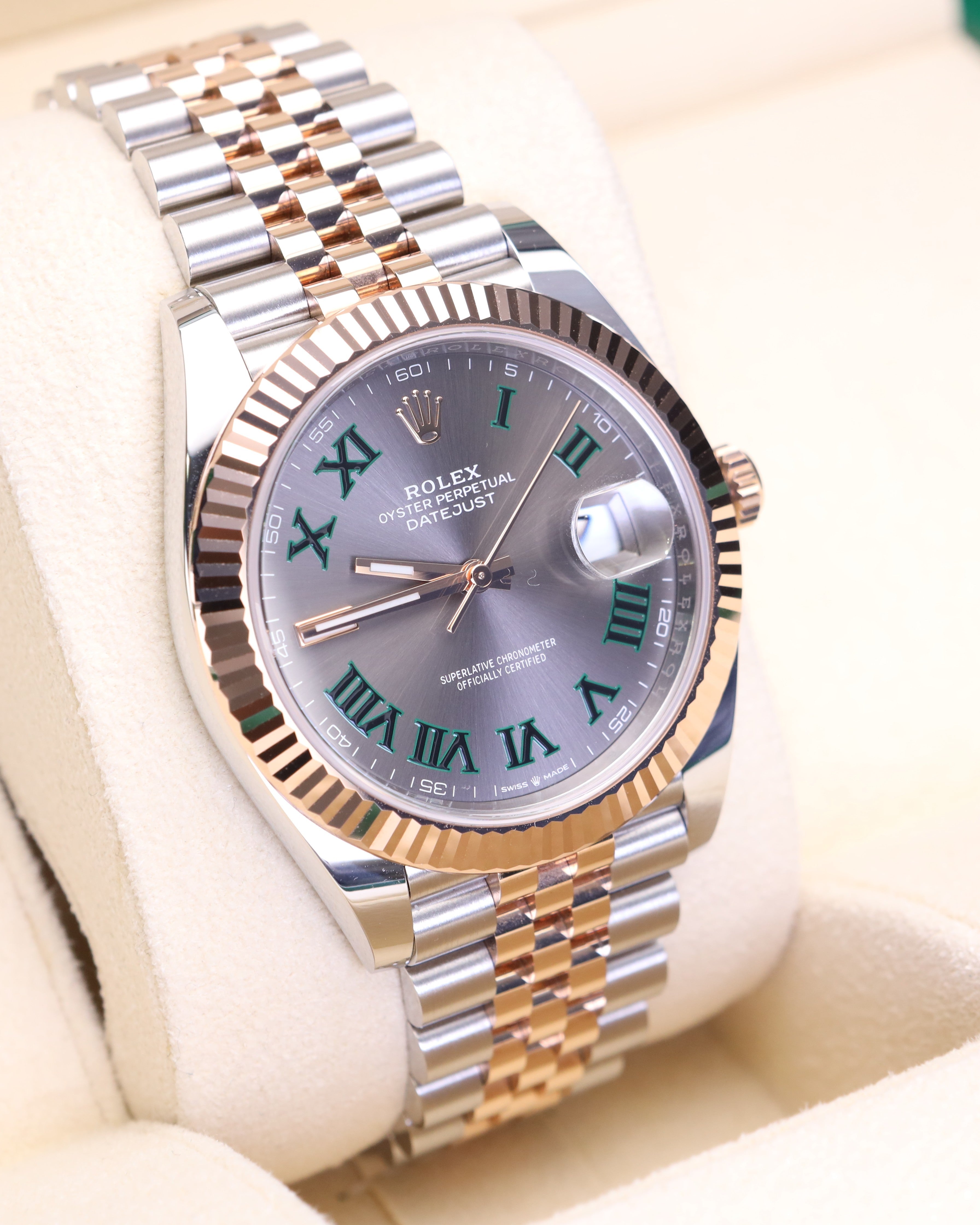 Rolex Datejust 41 Rose Gold Wimbledon on Jubilee 126331