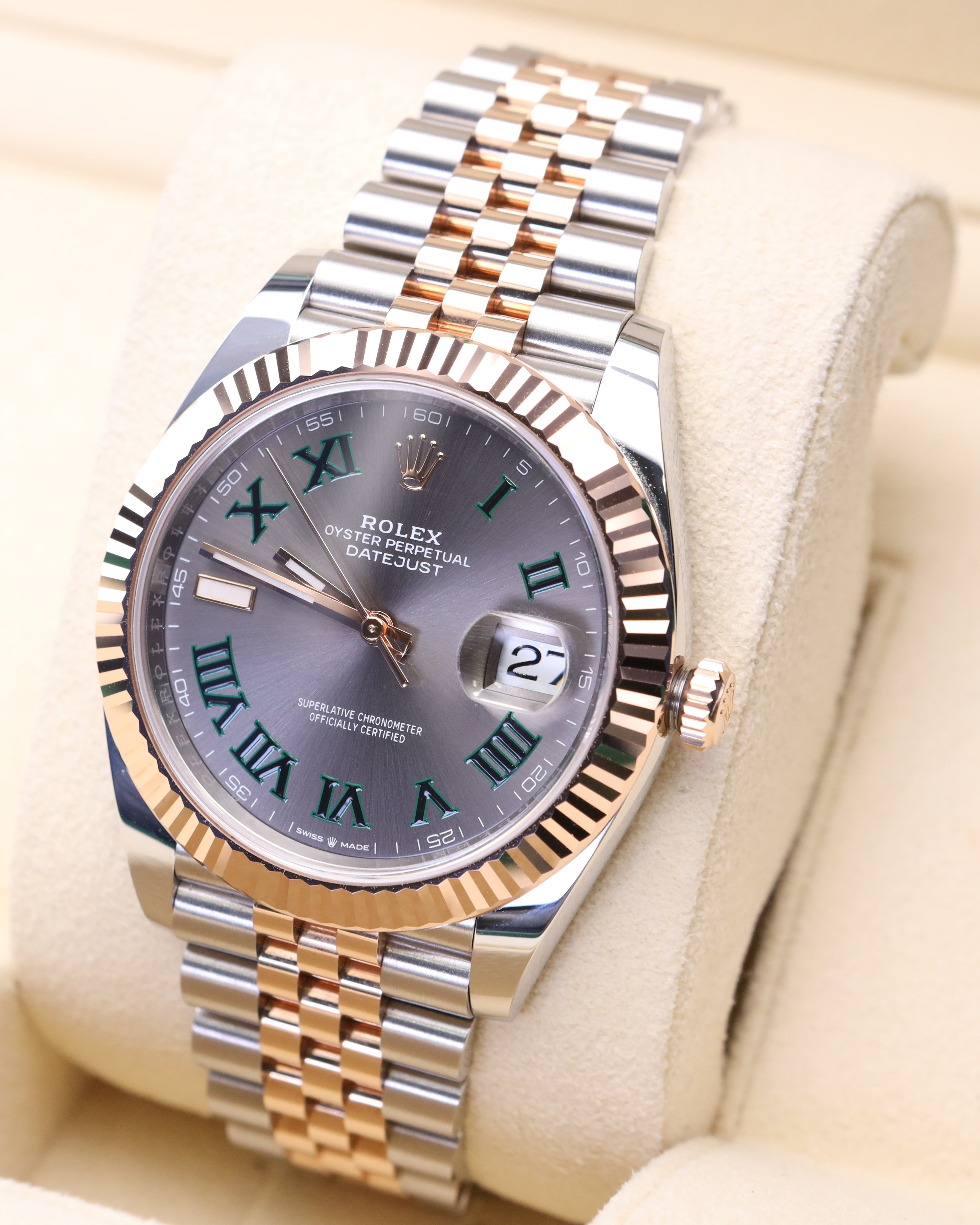 Rolex Datejust 41 Rose Gold Wimbledon on Jubilee 126331