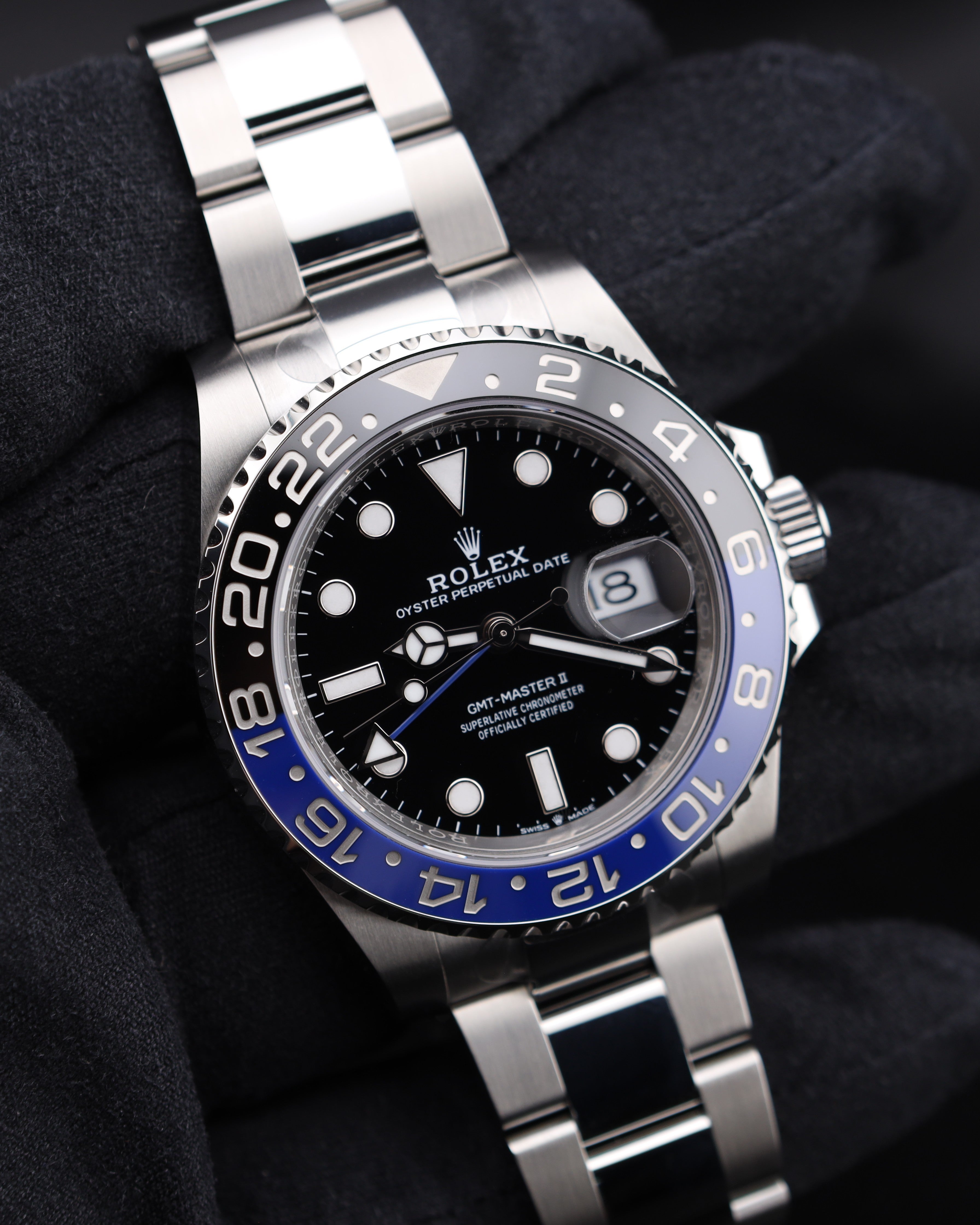 Rolex GMT-Master II Batman on Oyster 126710BLNR 