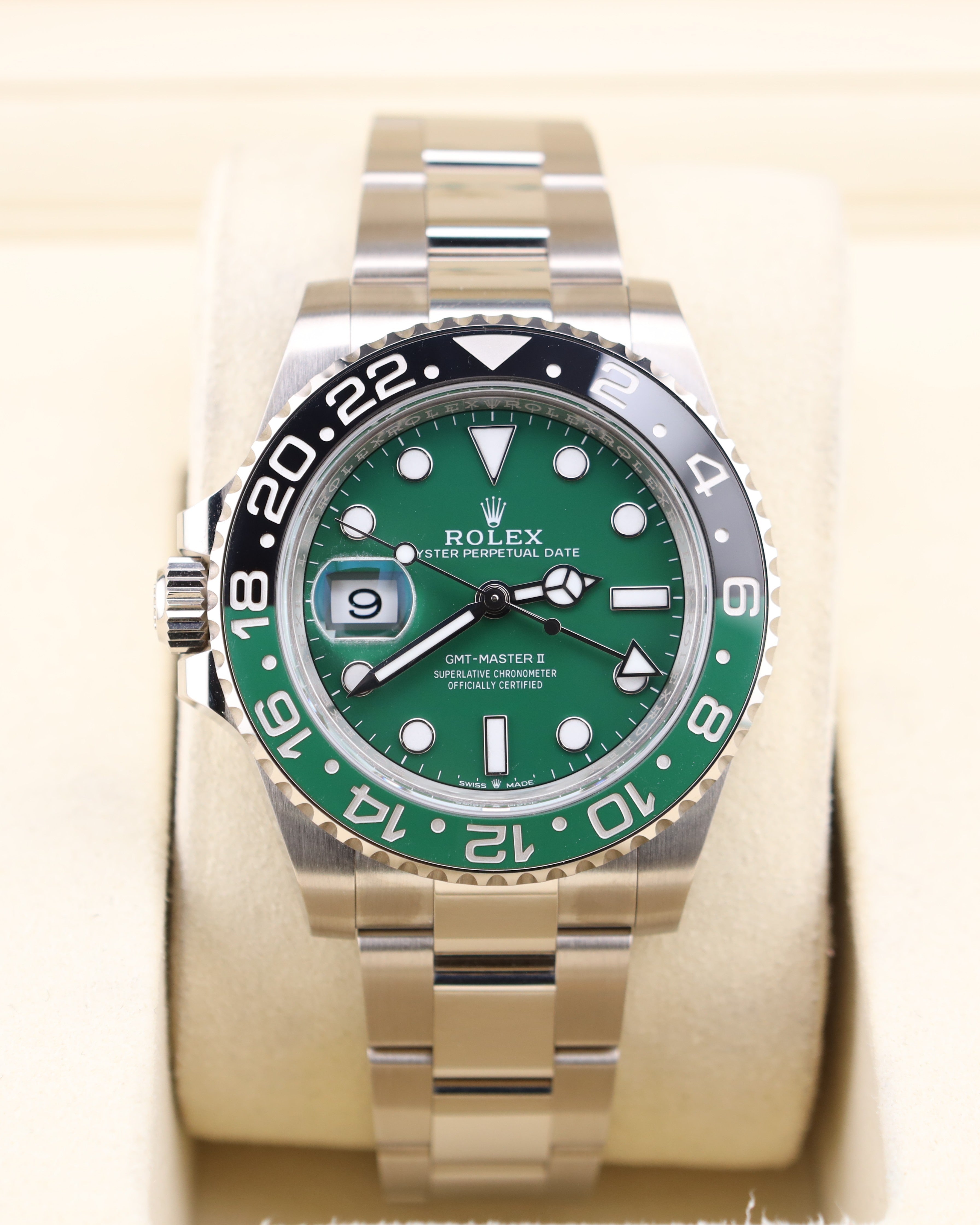 Rolex GMT-Master Green Dial White Gold Oyster 126729VTNR
