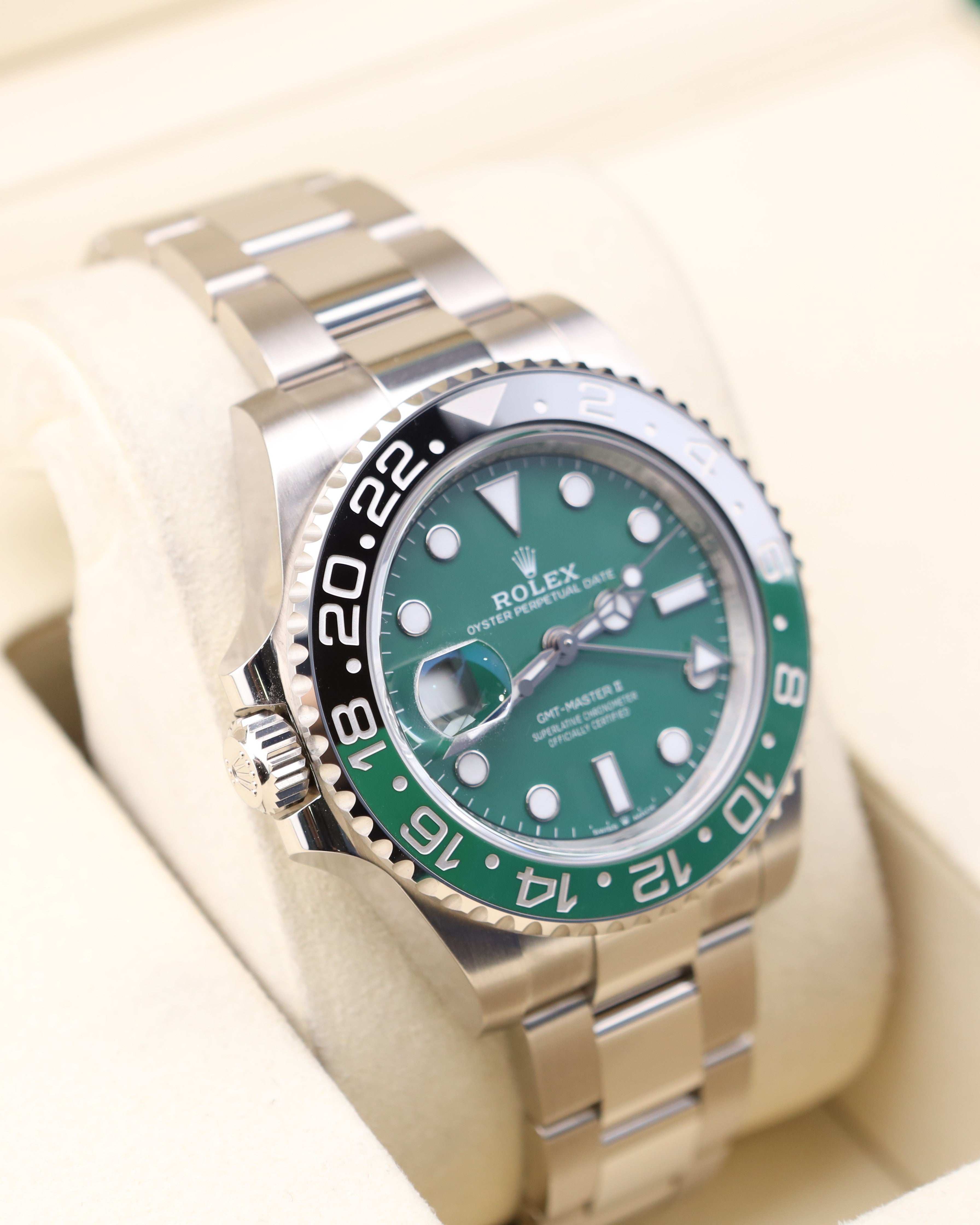 Rolex GMT-Master Green Dial White Gold Oyster 126729VTNR