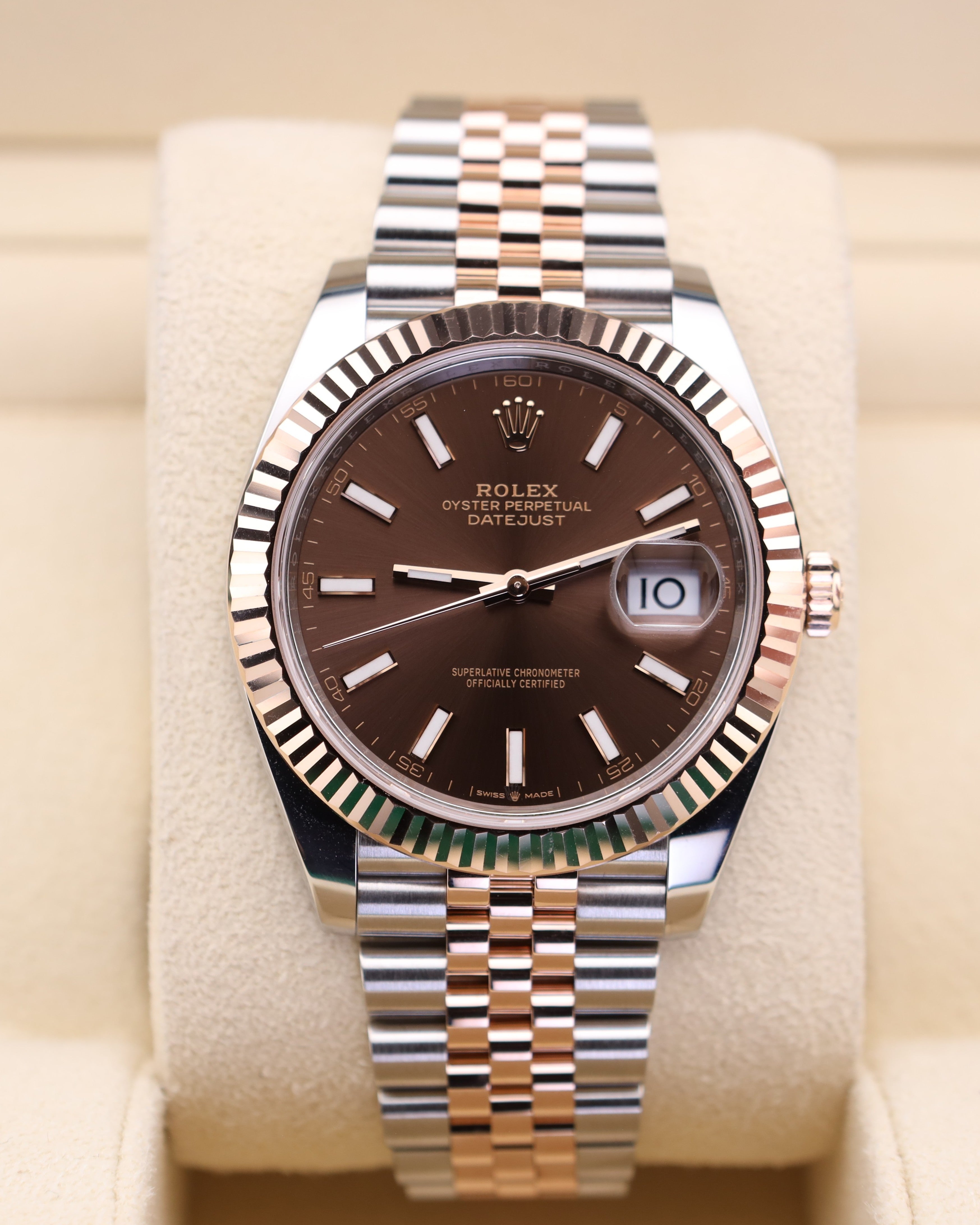 Rolex Datejust 41 Chocolate Stick Dial Two Tone Rosed Gold Jubilee
