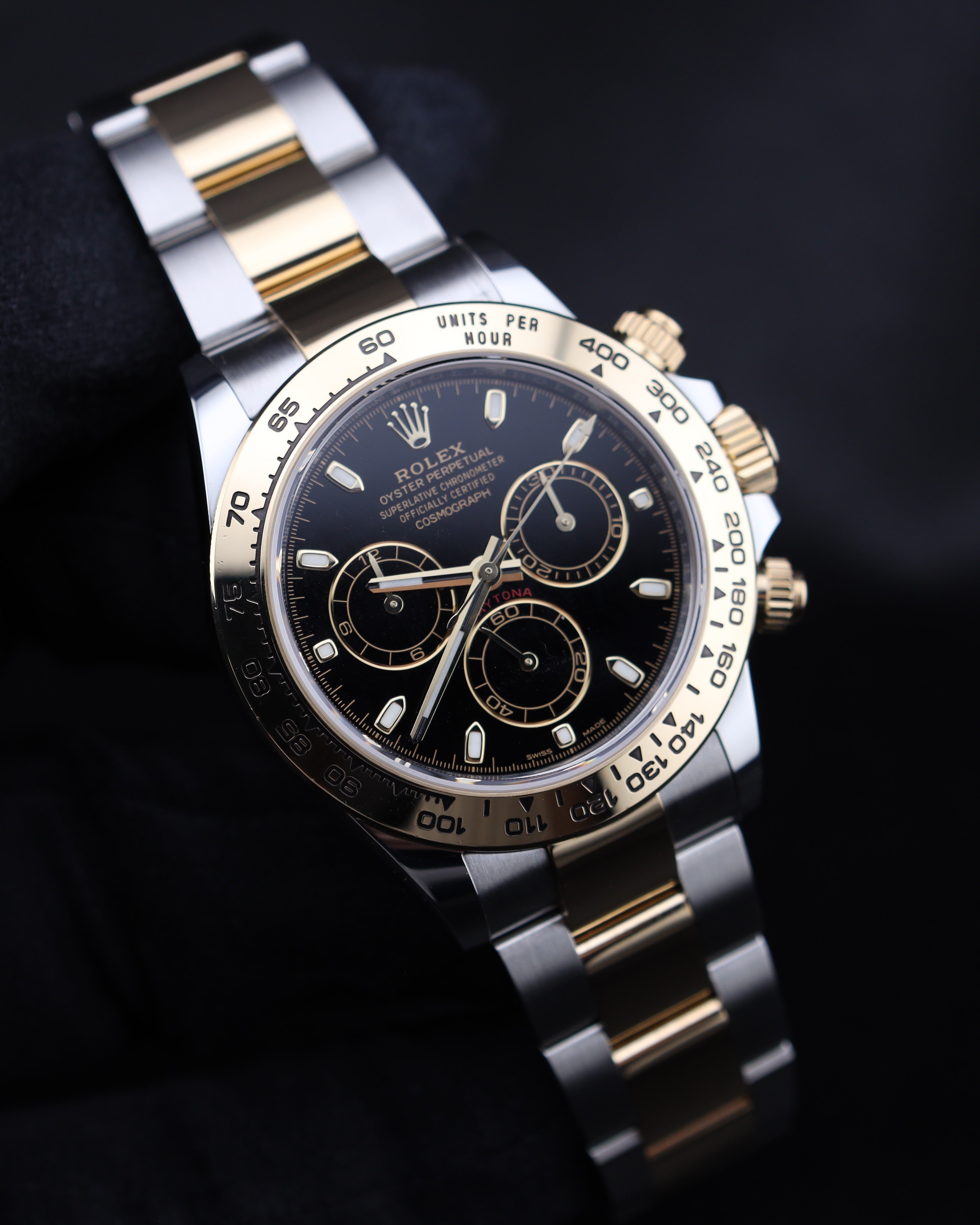 Rolex Daytona Black Dial Two Tone Yellow Gold Oyster 116503