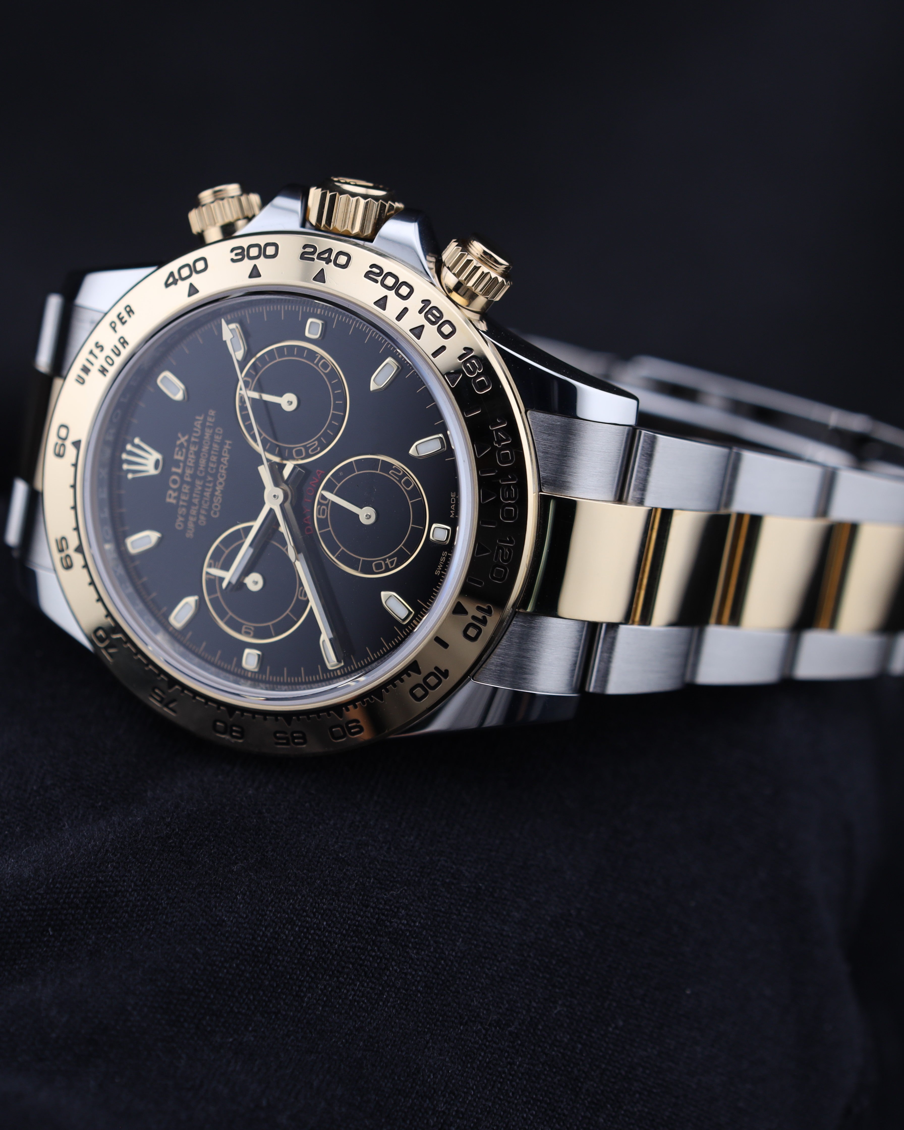 Rolex Daytona Black Dial Two Tone Yellow Gold Oyster 116503