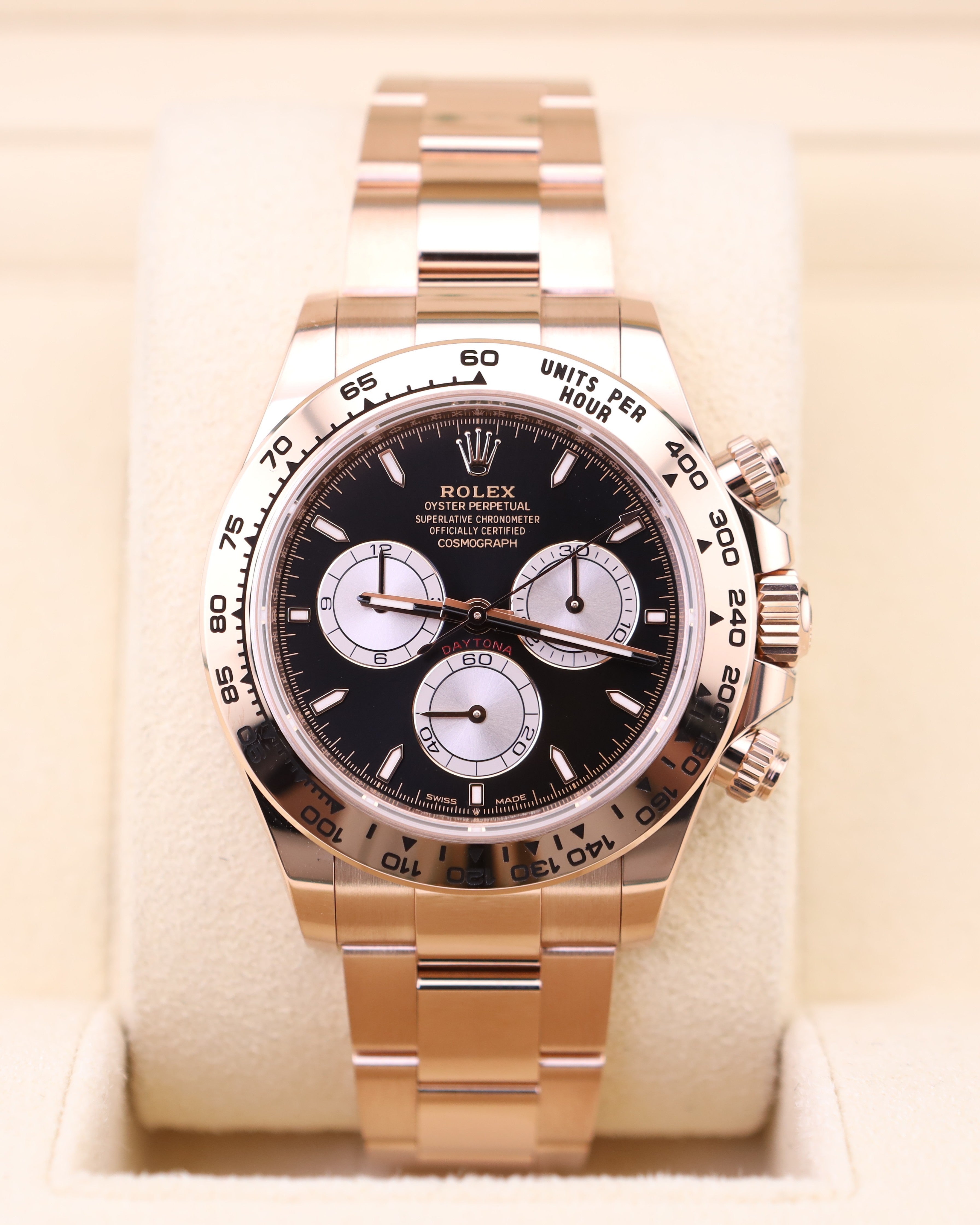 Rolex Daytona Black Dial 18K Rose Gold Oyster 126505 – MVP