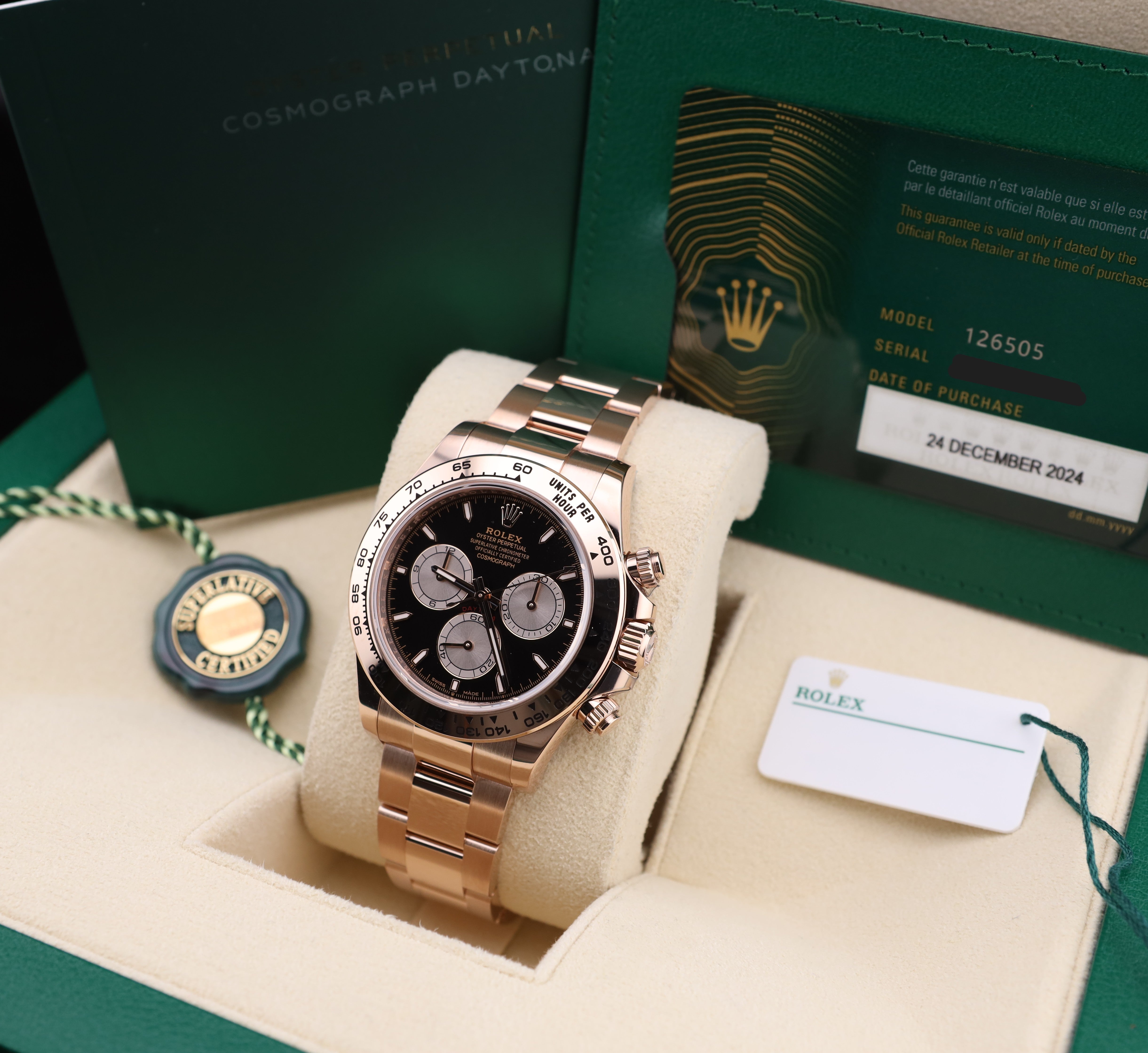 Rolex Daytona Black Dial 18K Rose Gold Oyster 126505