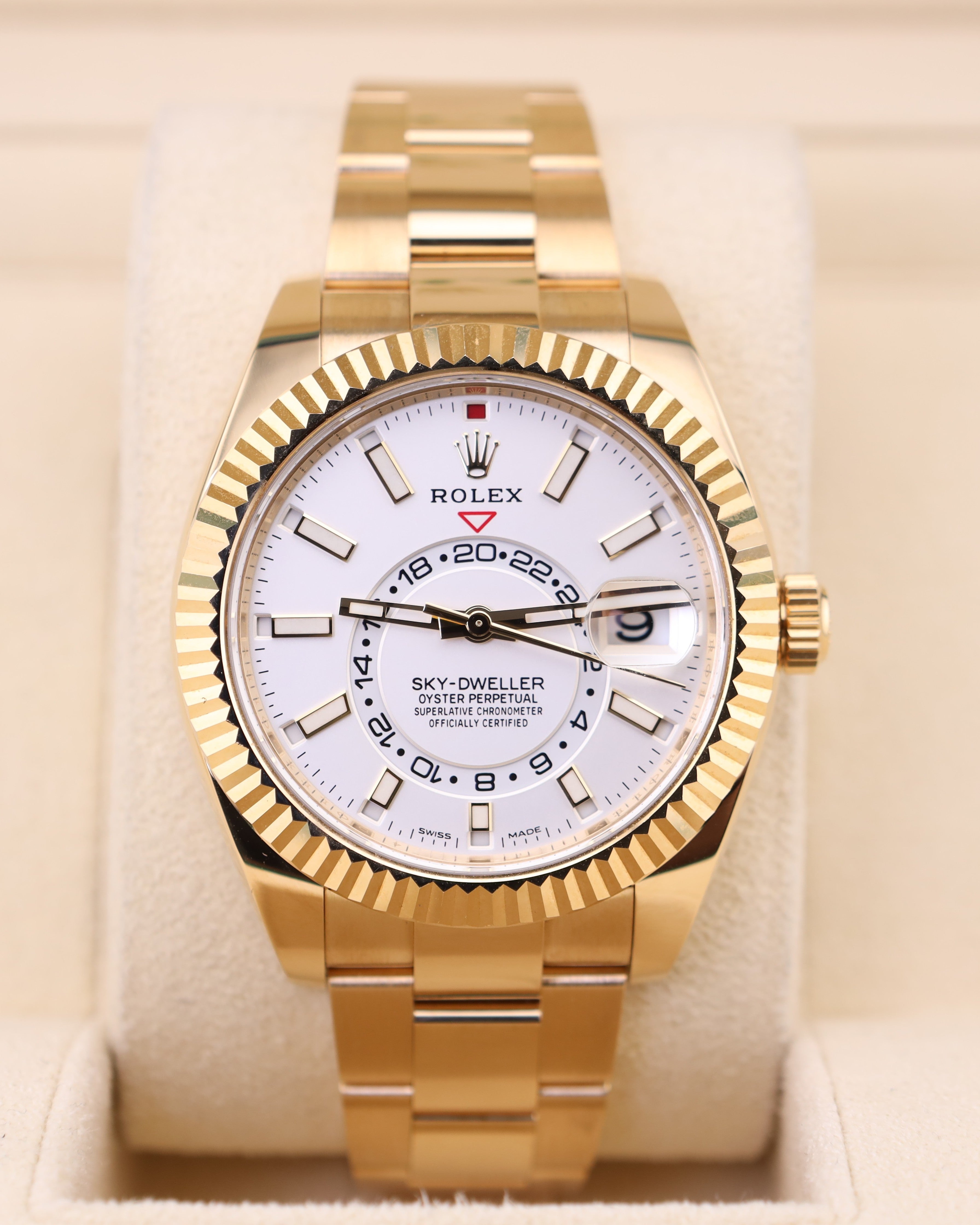 Rolex Sky-Dweller White Dial 18K Yellow Gold Oyster 326938