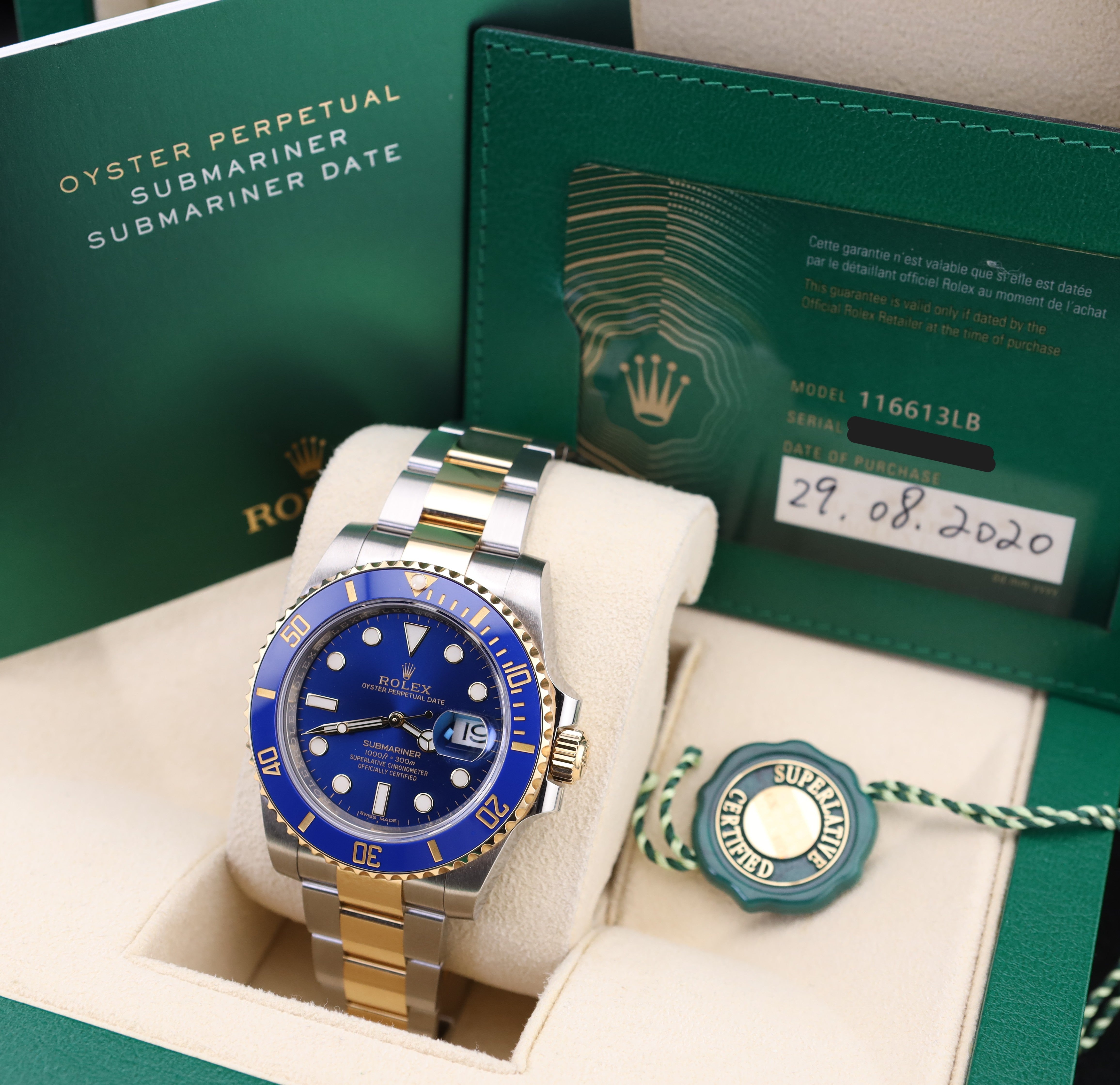 Rolex Submariner Date 40 Bluesy Blue Dial Two Tone on Oyster 116613LB