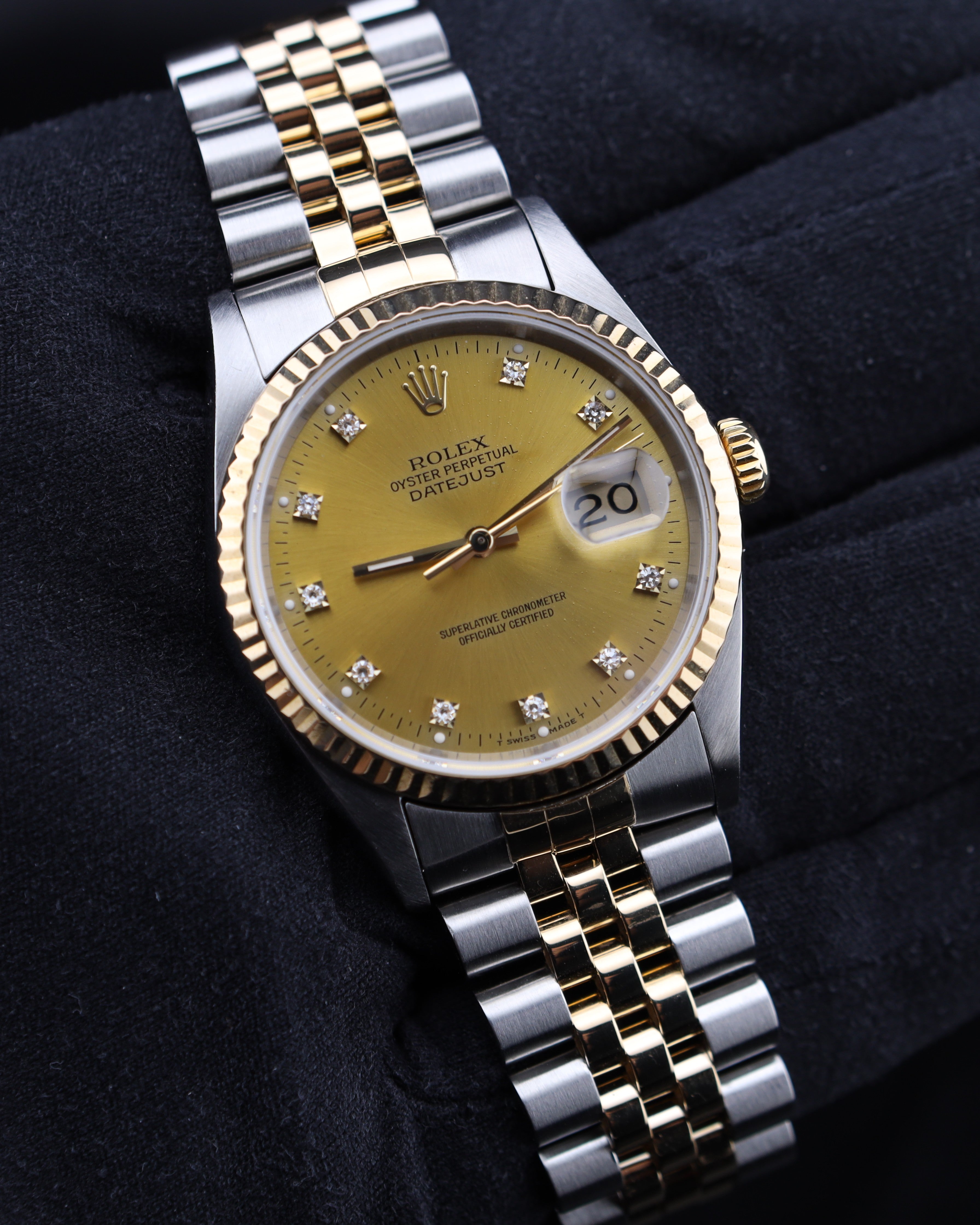 Rolex Datejust 36 Champagne Diamond Dial on Jubilee 16233