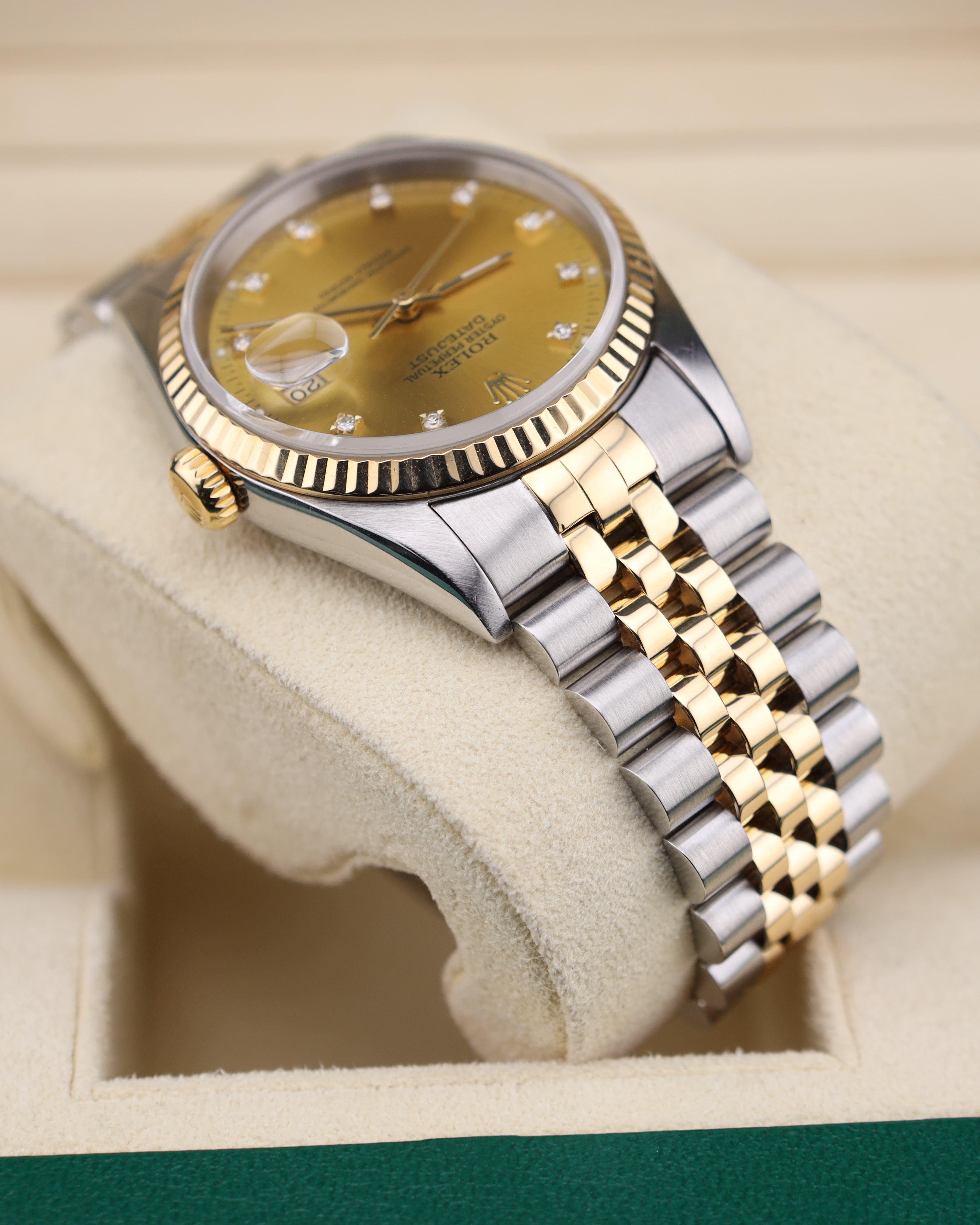 Rolex Datejust 36 Champagne Diamond Dial on Jubilee 16233