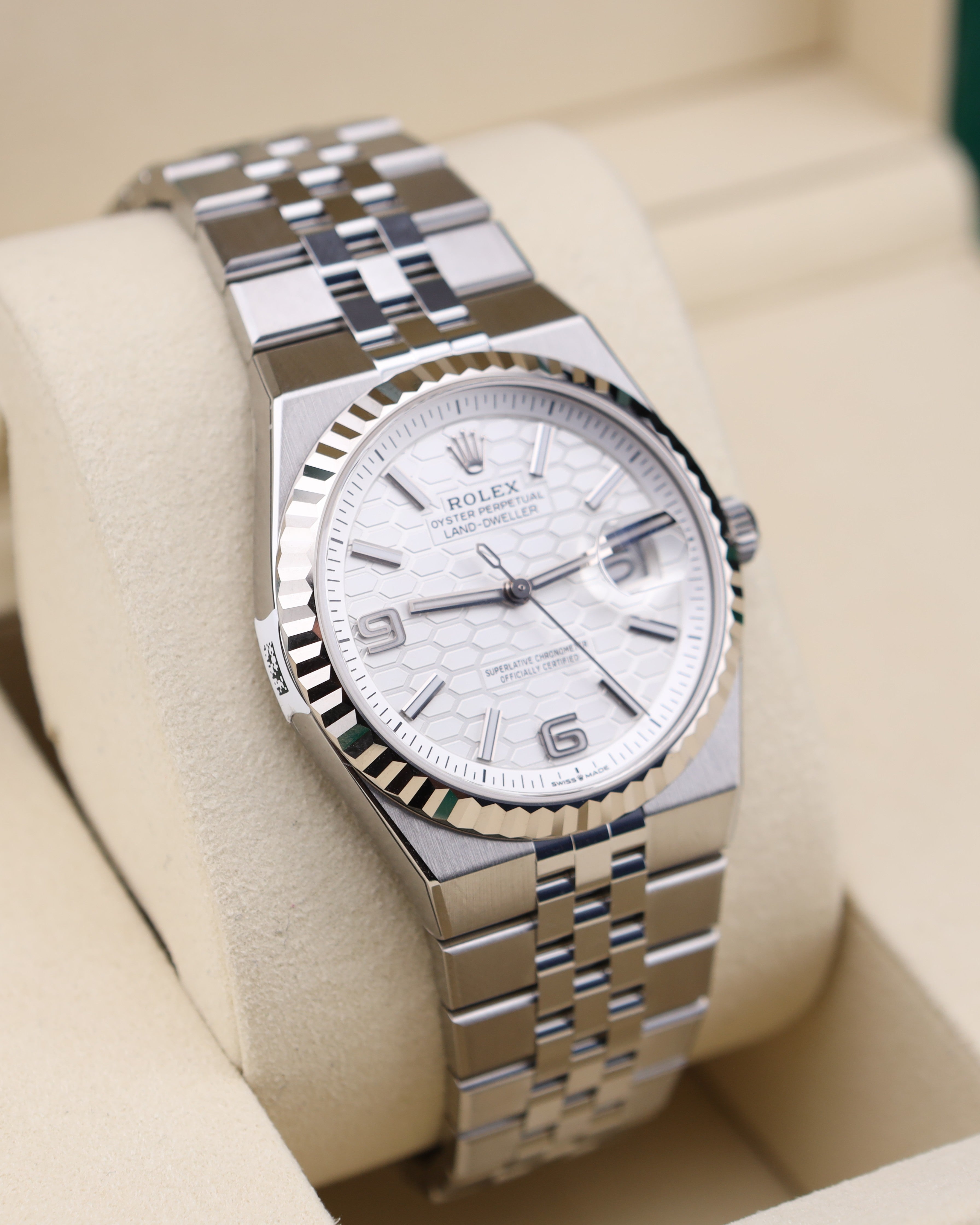Rolex Land-Dweller 36 White Dial Steel 127234 December 2025 Factory Stickers