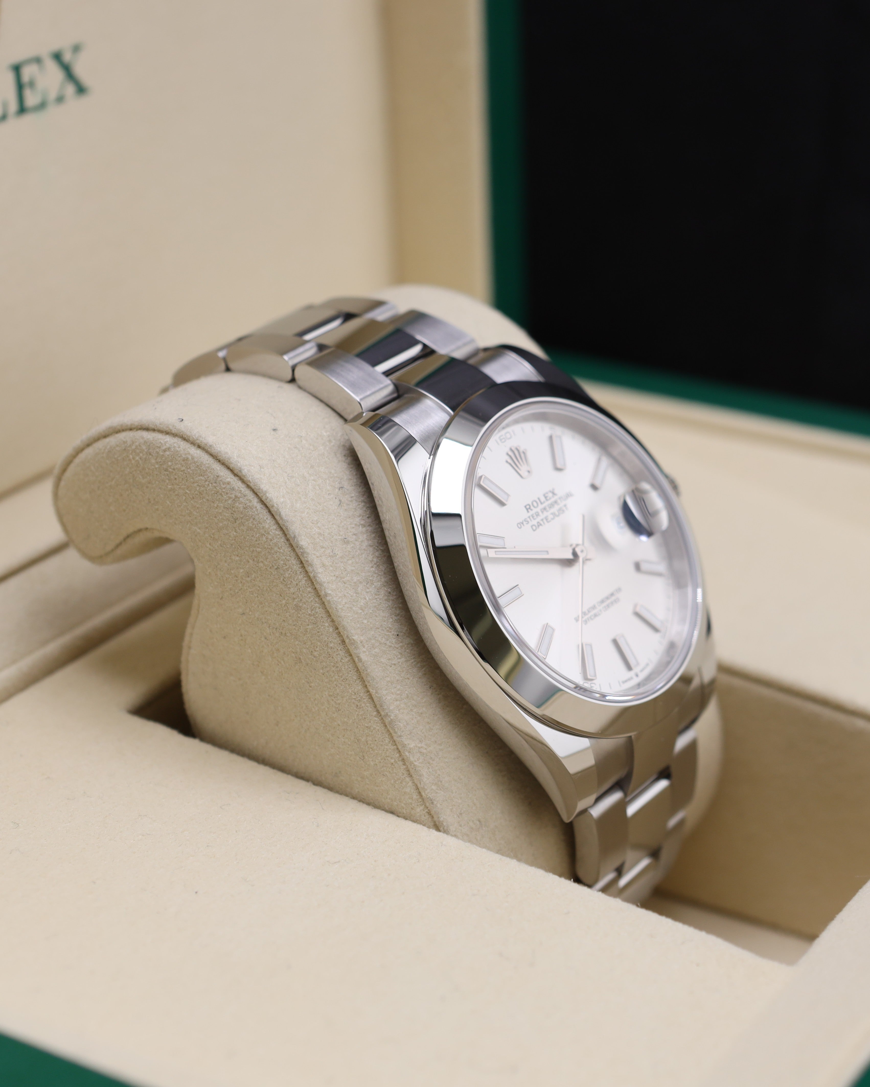 Rolex Datejust 41 Silver Stick Dial Smooth Bezel Oyster 126300