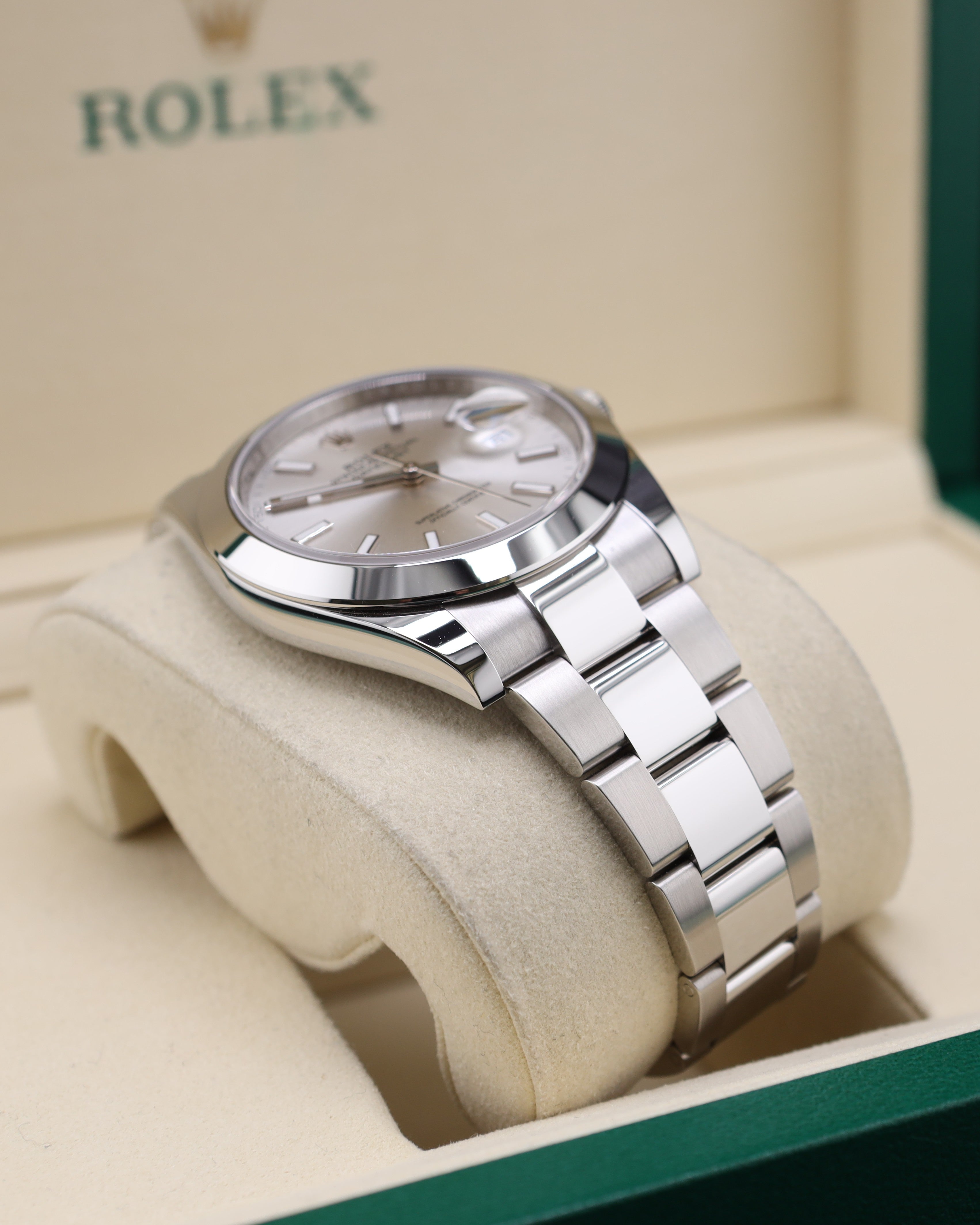 Rolex Datejust 41 Silver Stick Dial Smooth Bezel Oyster 126300