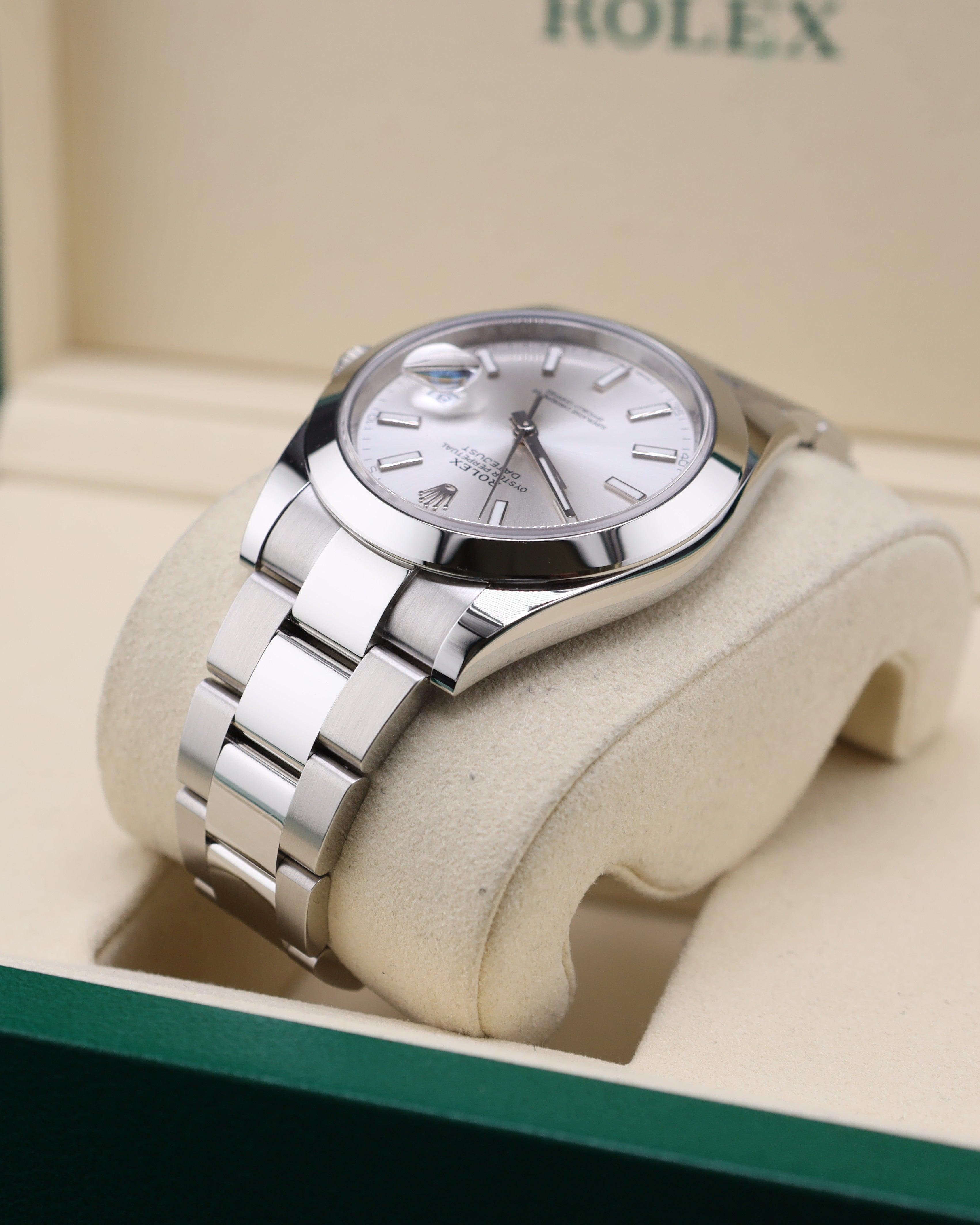 Rolex Datejust 41 Silver Stick Dial Smooth Bezel Oyster 126300