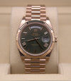 New Fully Stickered Rolex Day-Date 40 Presidential Olive Rose Gold 228235