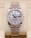 Rolex Datejust 36mm MOP Diamond Dial Two Tone Rose Gold on Jubilee 126281RBR Mother of Pearl