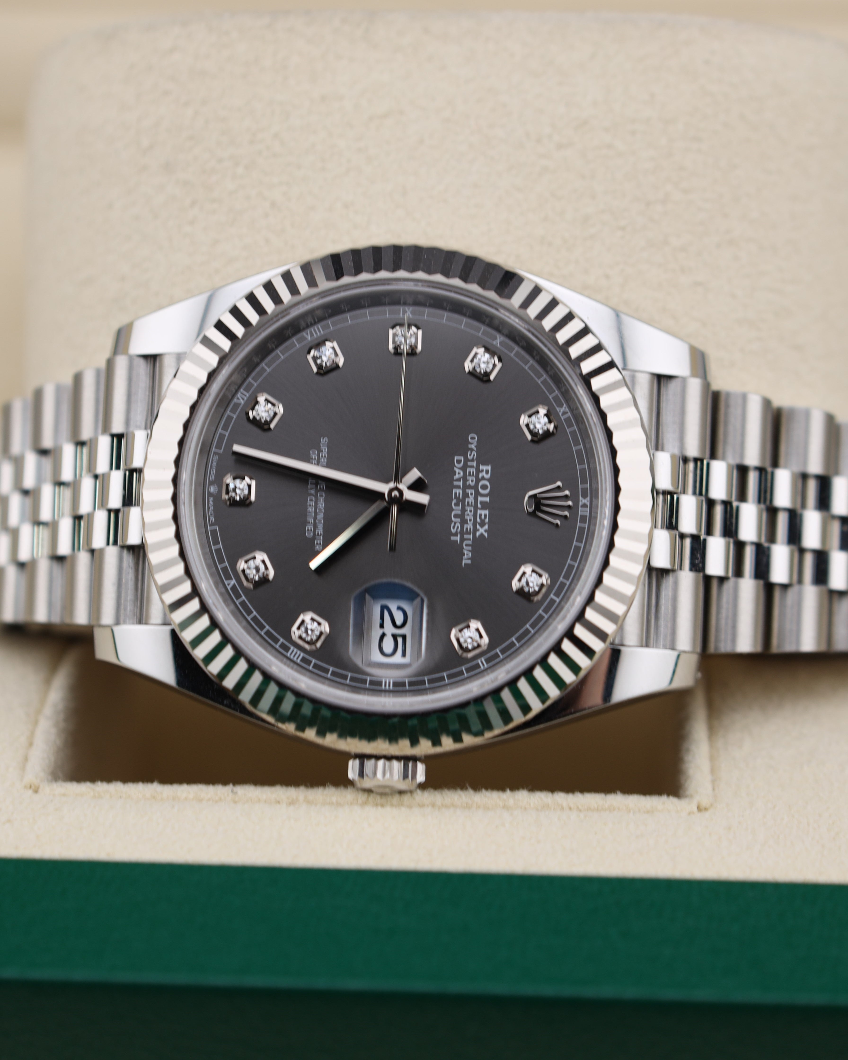 Rolex Datejust 41 Slate Rhodium Diamond Dial on Jubilee 126334