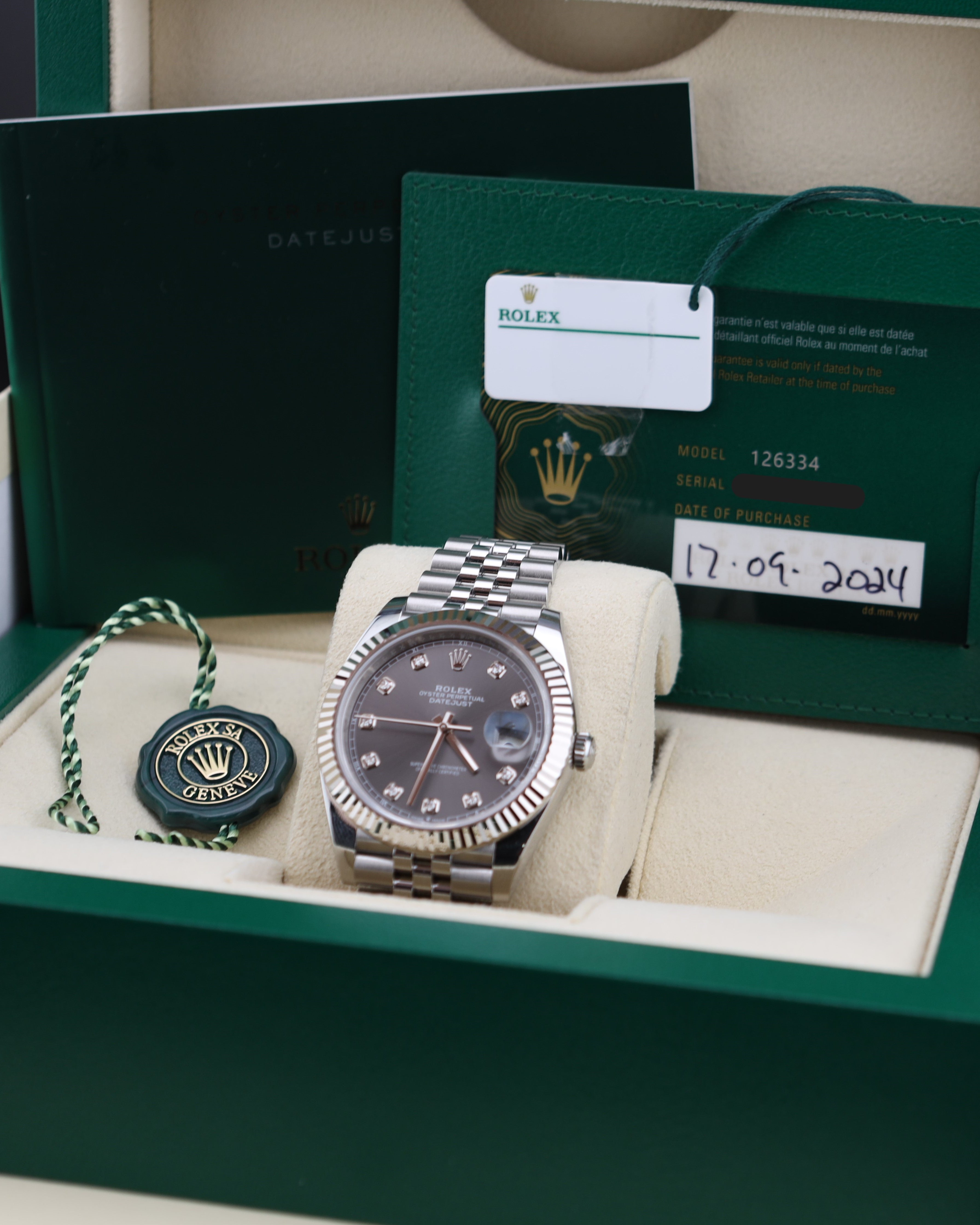 Rolex Datejust 41 Slate Rhodium Diamond Dial 126334