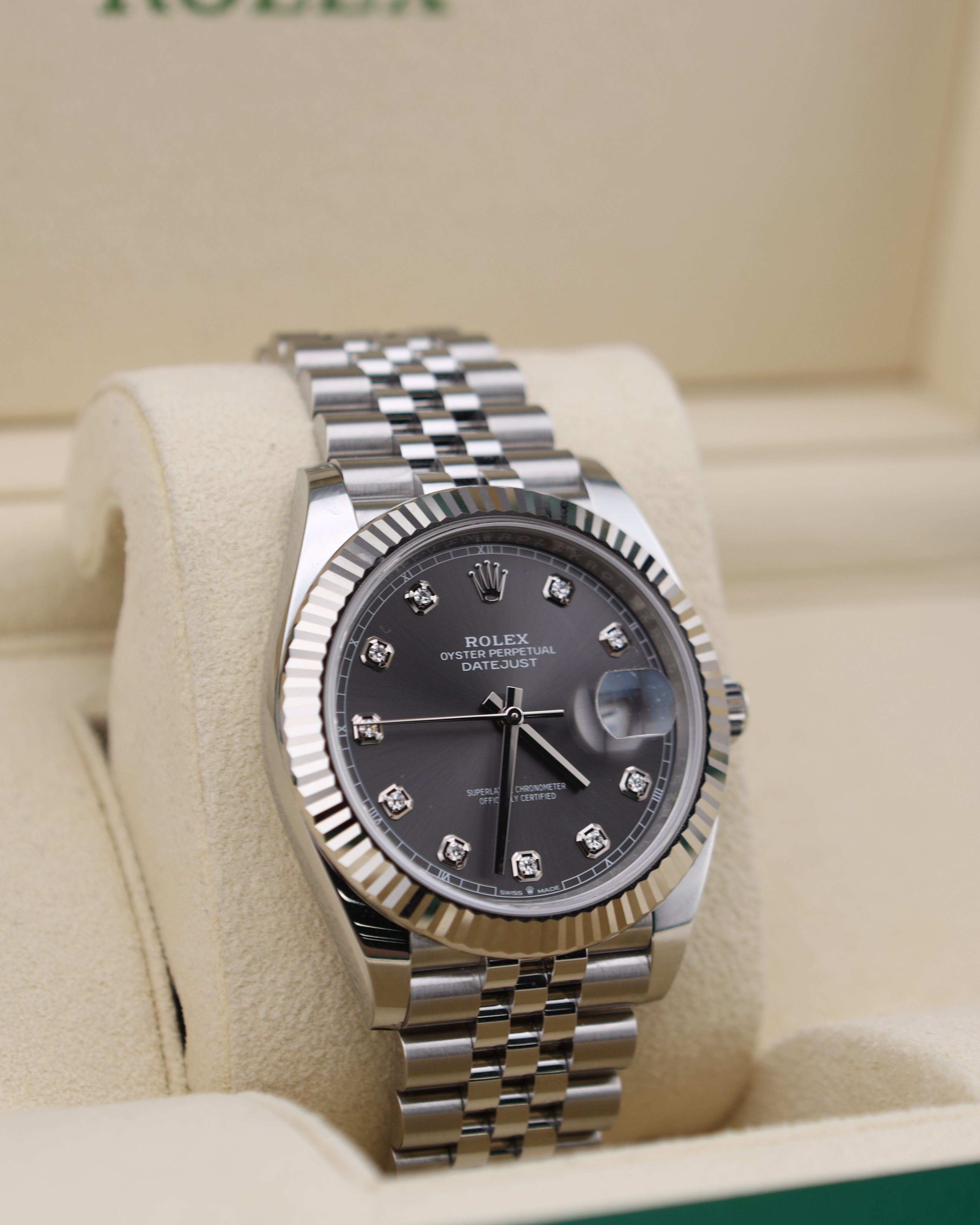 Rolex Datejust 41 Slate Rhodium Diamond Dial 126334