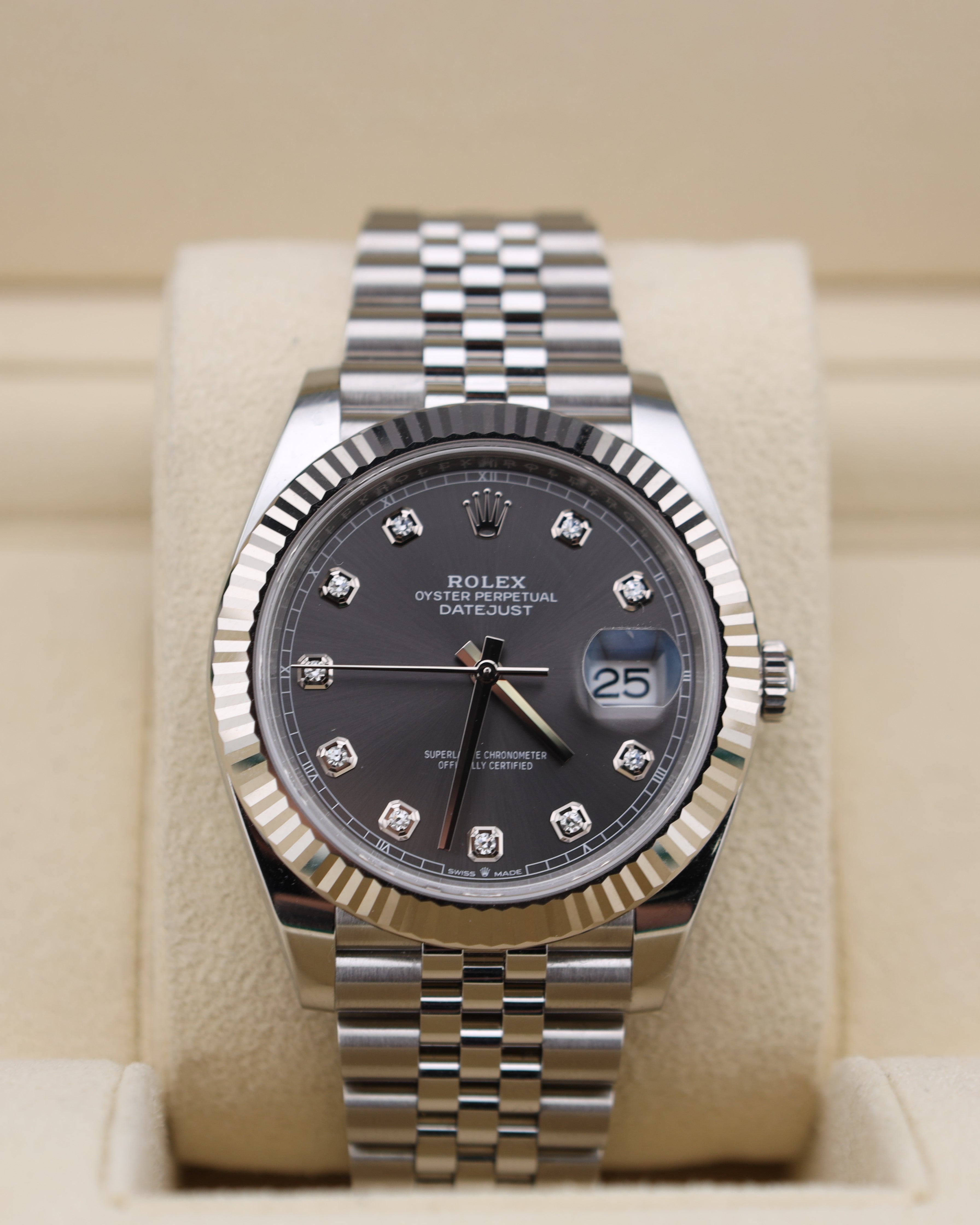 Rolex Datejust 41 Slate Rhodium Diamond Dial 126334