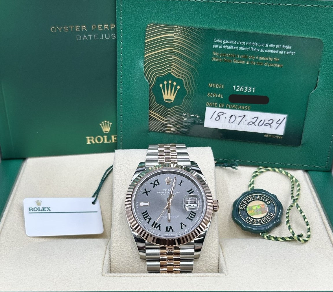 Rolex Datejust 41 Rose Gold Wimbledon 126331 Jubilee 2024