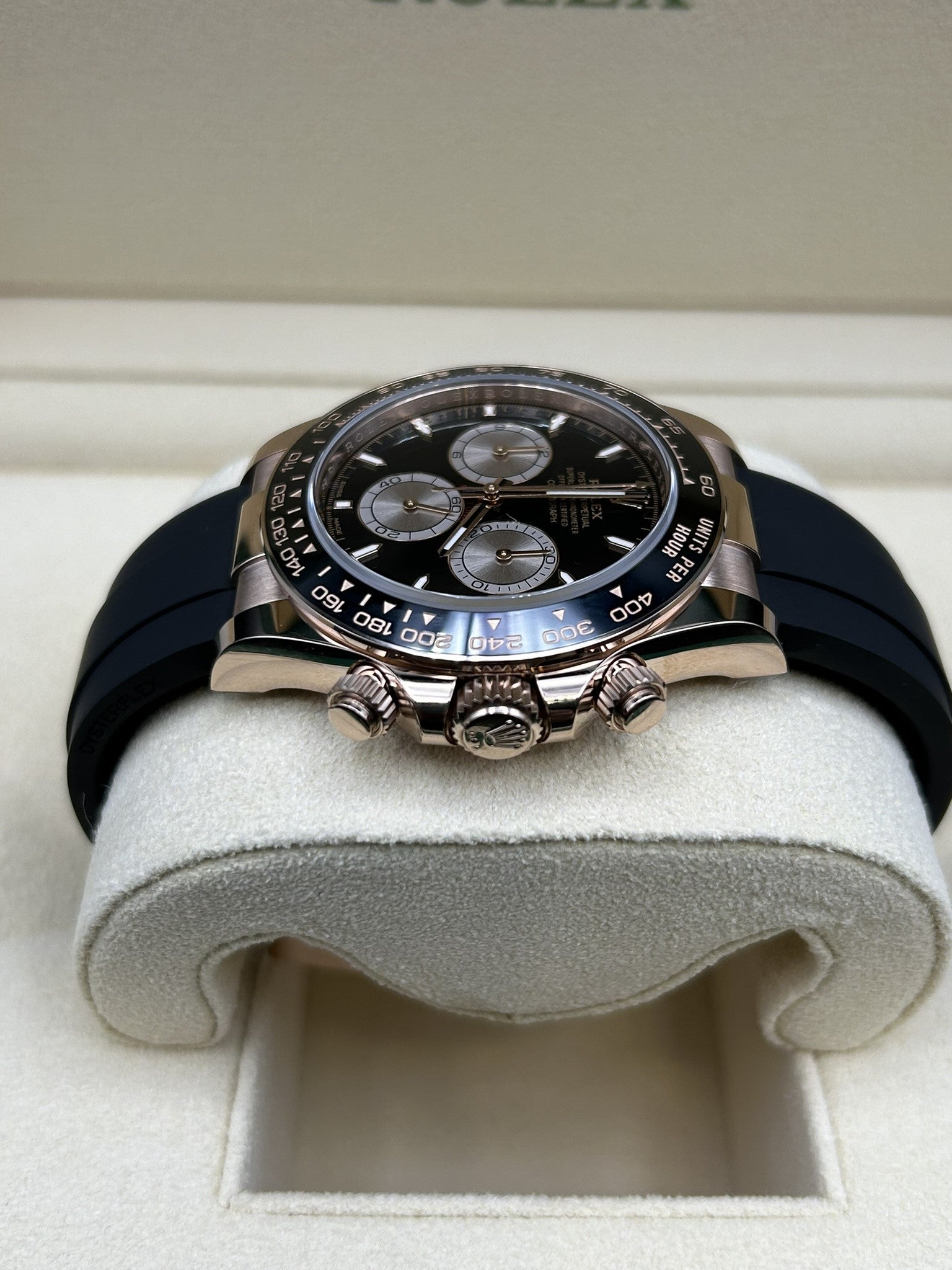 Rolex Daytona Black Dial Rose Gold 126515LN Oysterflex 2024