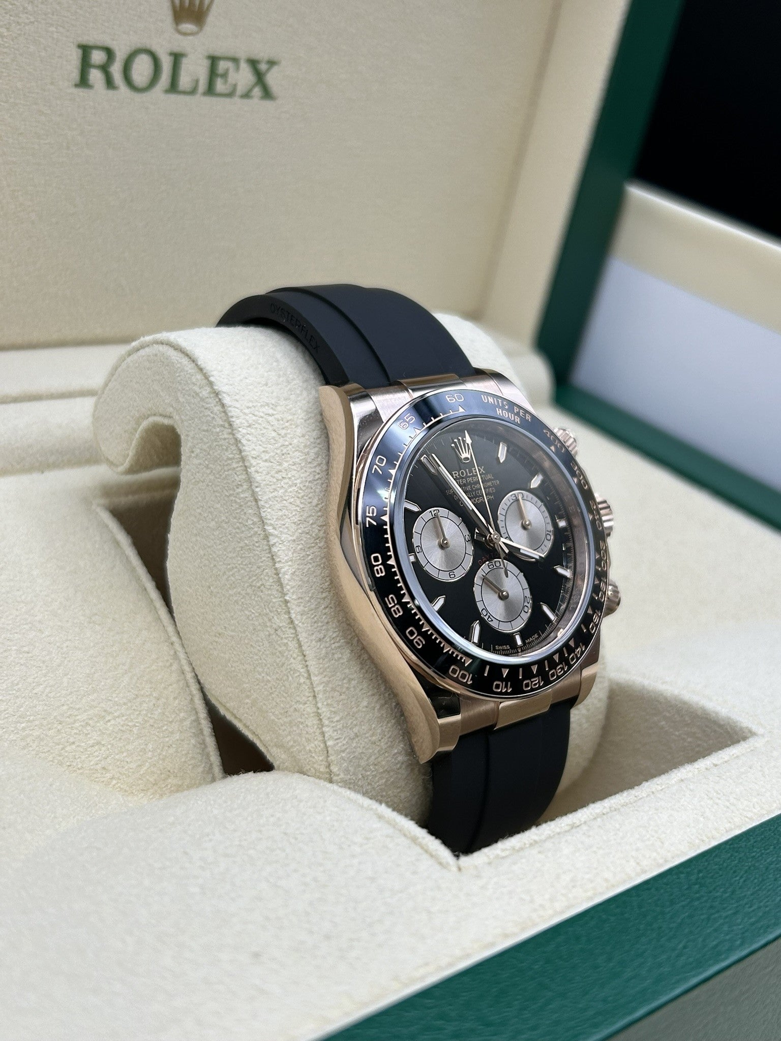 Rolex Daytona Black Dial Rose Gold 126515LN Oysterflex 2024