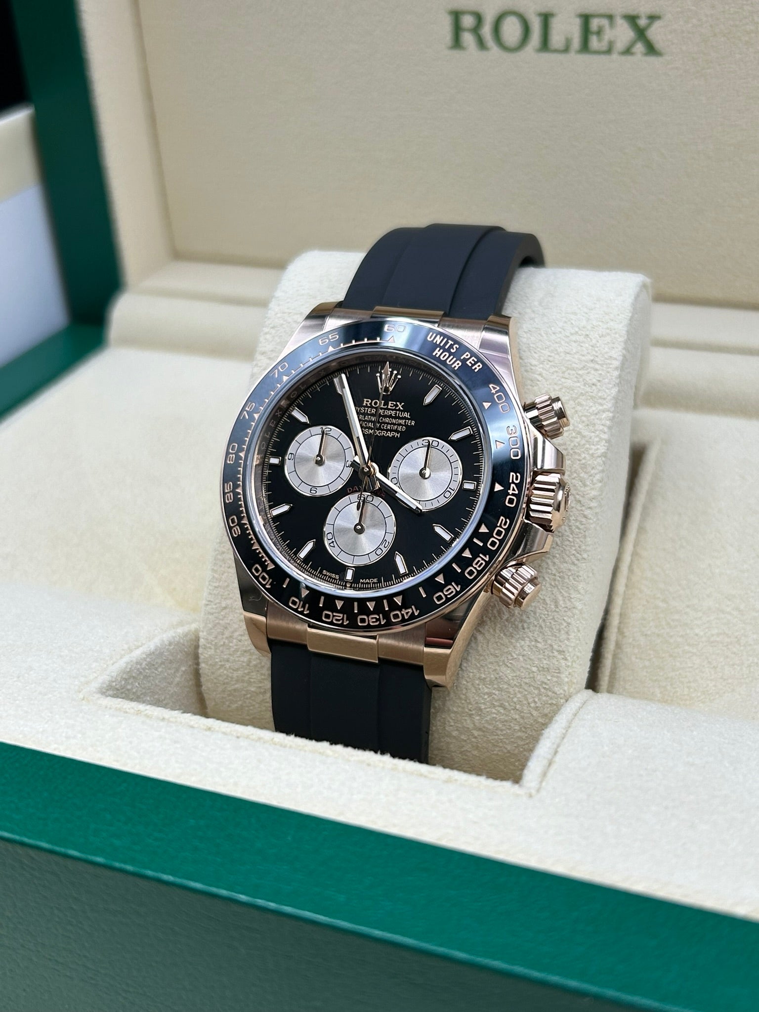 Rolex Daytona Black Dial Rose Gold 126515LN Oysterflex 2024