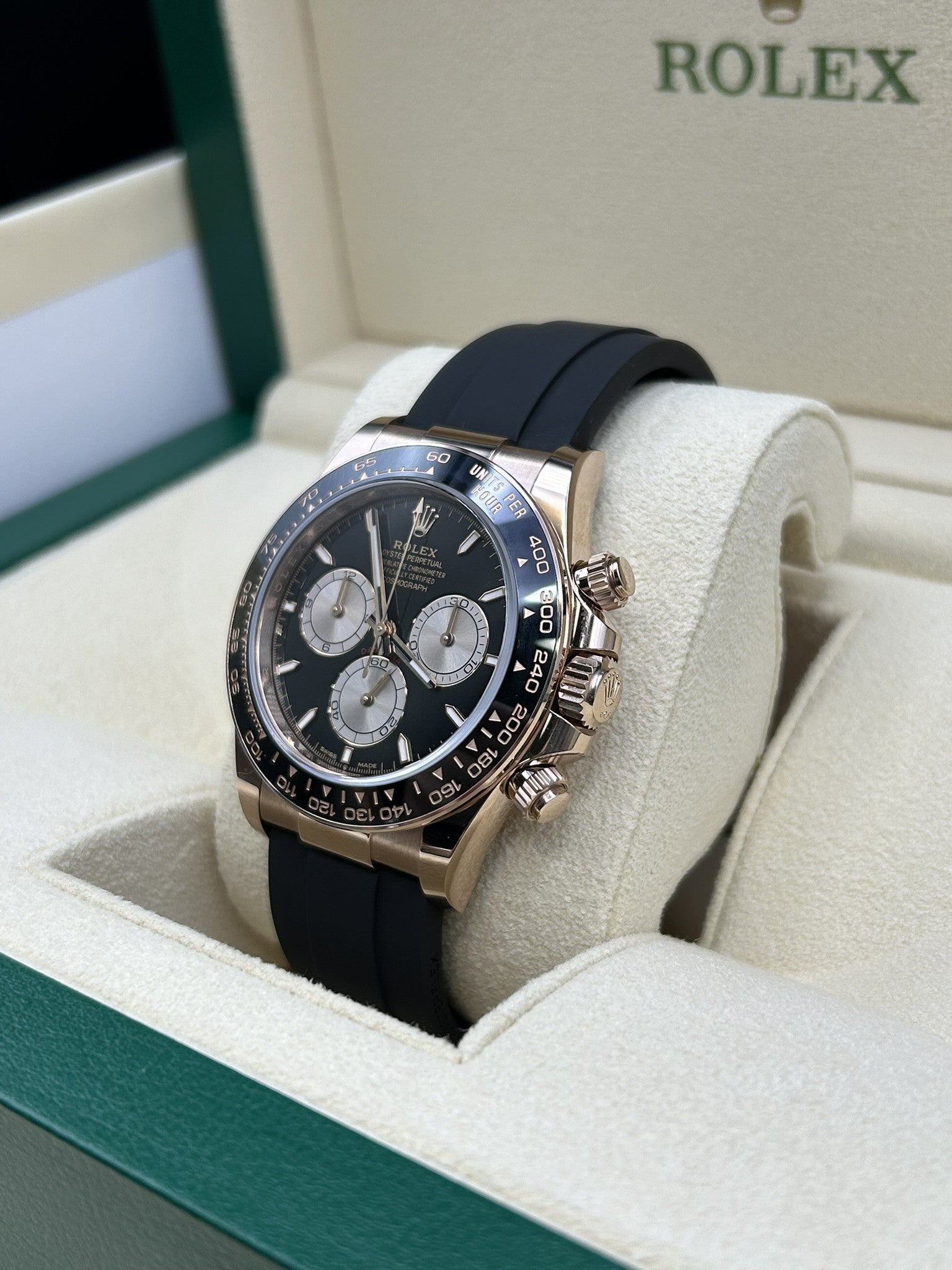 Rolex Daytona Black Dial Rose Gold 126515LN Oysterflex 2024