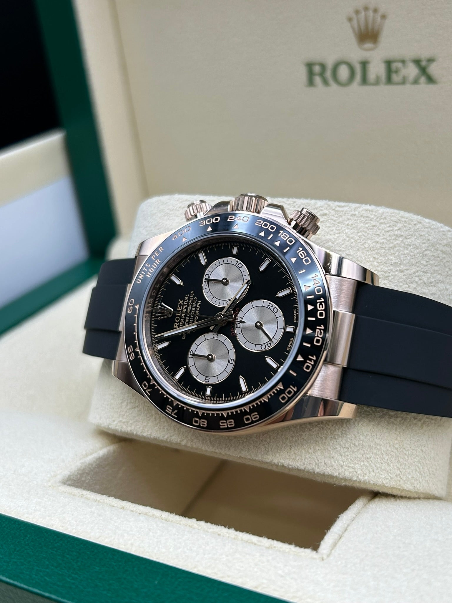 Rolex Daytona Black Dial Rose Gold 126515LN Oysterflex 2024