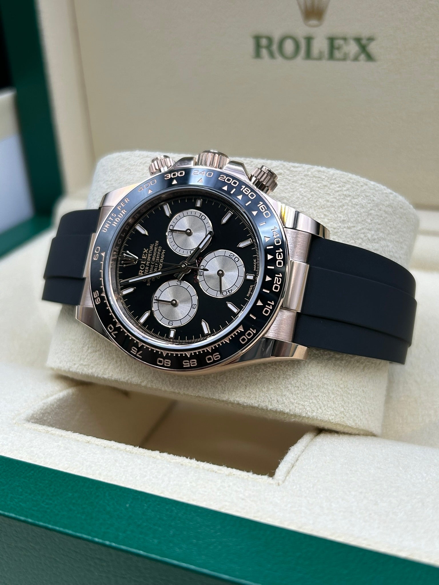 Rolex Daytona Black Dial Rose Gold 126515LN Oysterflex 2024