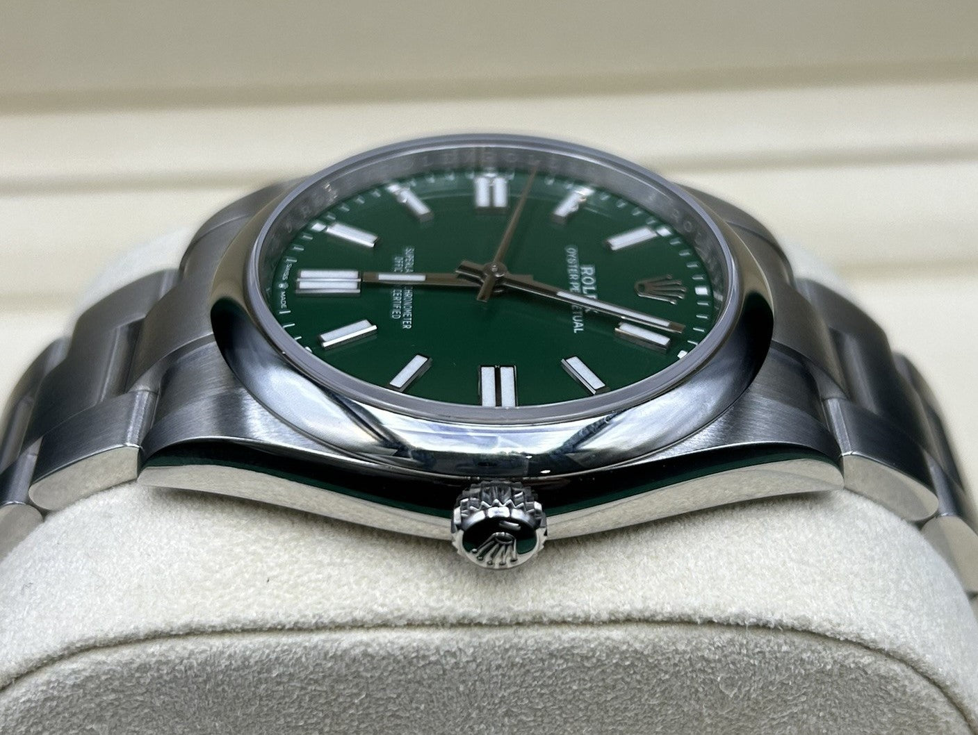 Rolex Oyster Perpetual 41 Green Dial 124300 – MVP Jewelers Miami