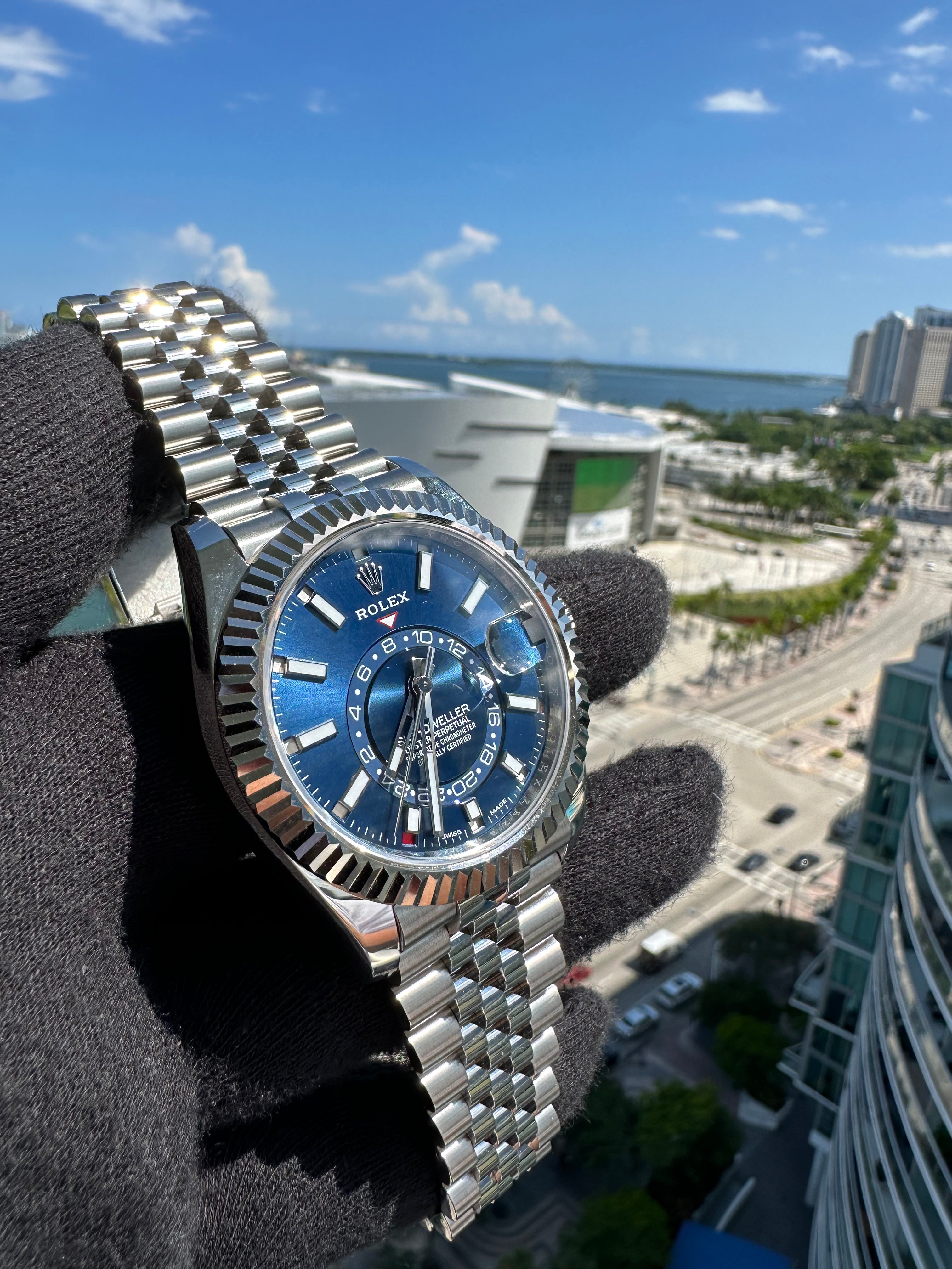 Rolex sky dweller blue sale