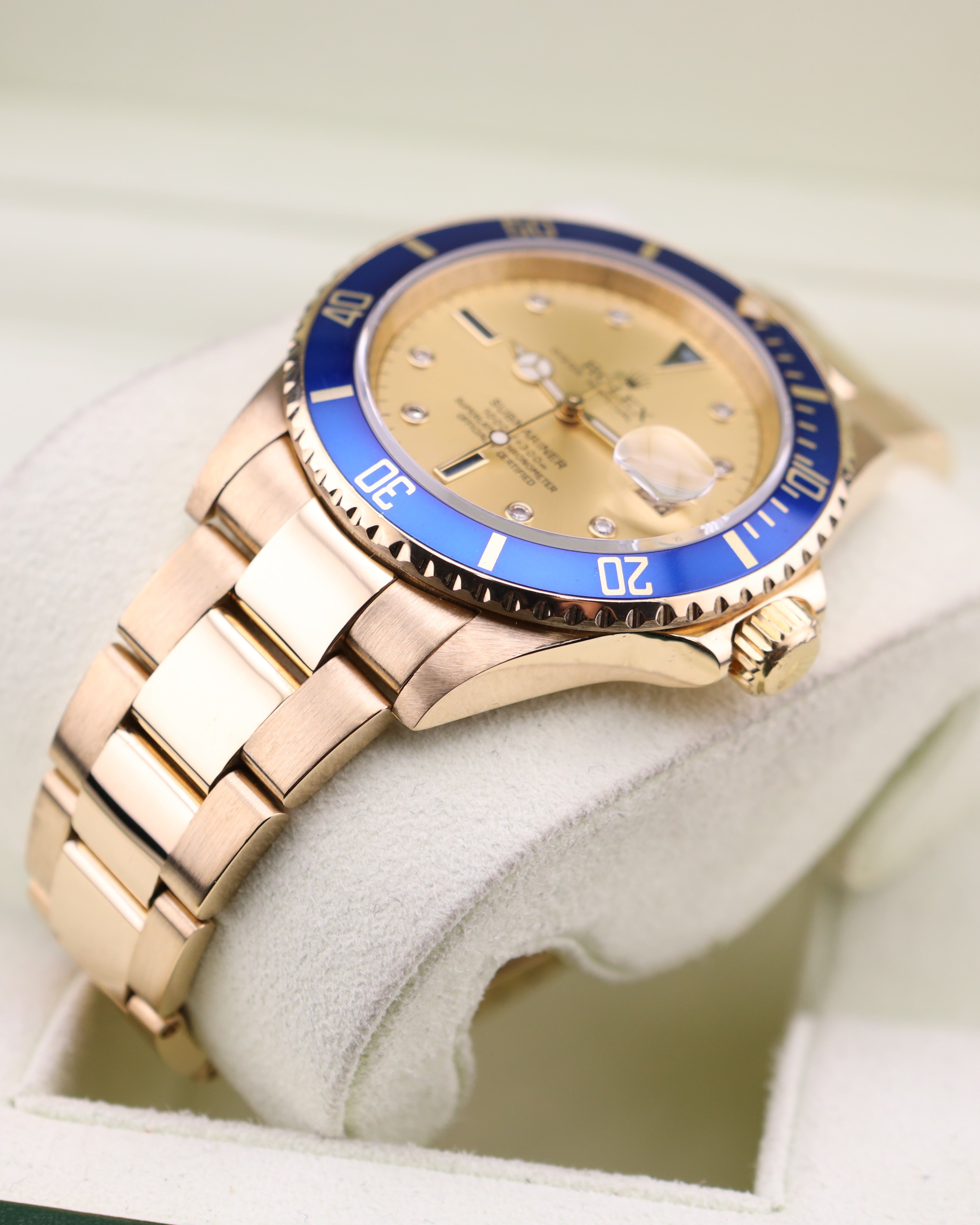 Rolex Submariner Date Champagne Serti Dial Yellow Gold 16618