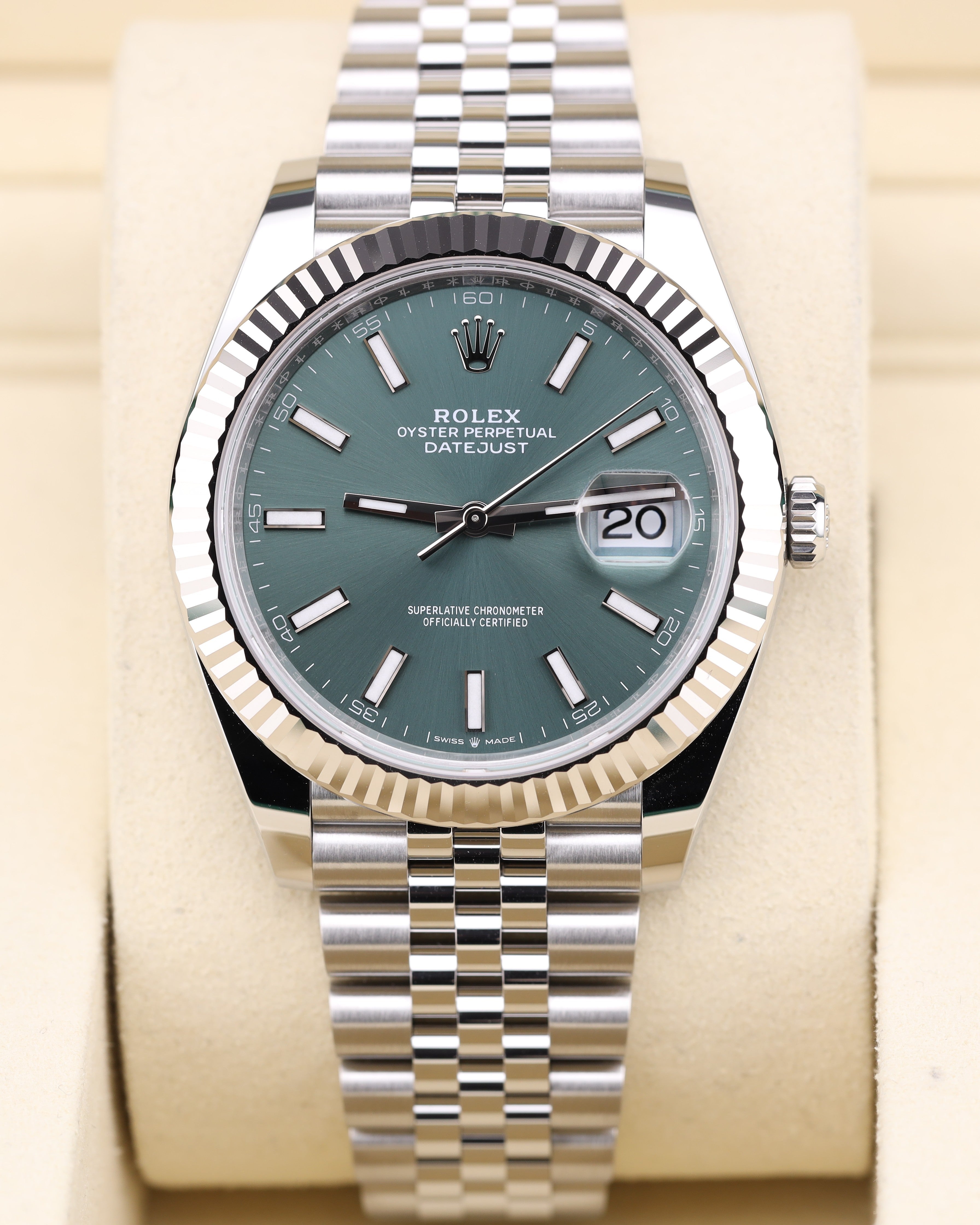 Rolex Datejust 41 Mint Green Dial Jubilee Fluted Bezel 126334 