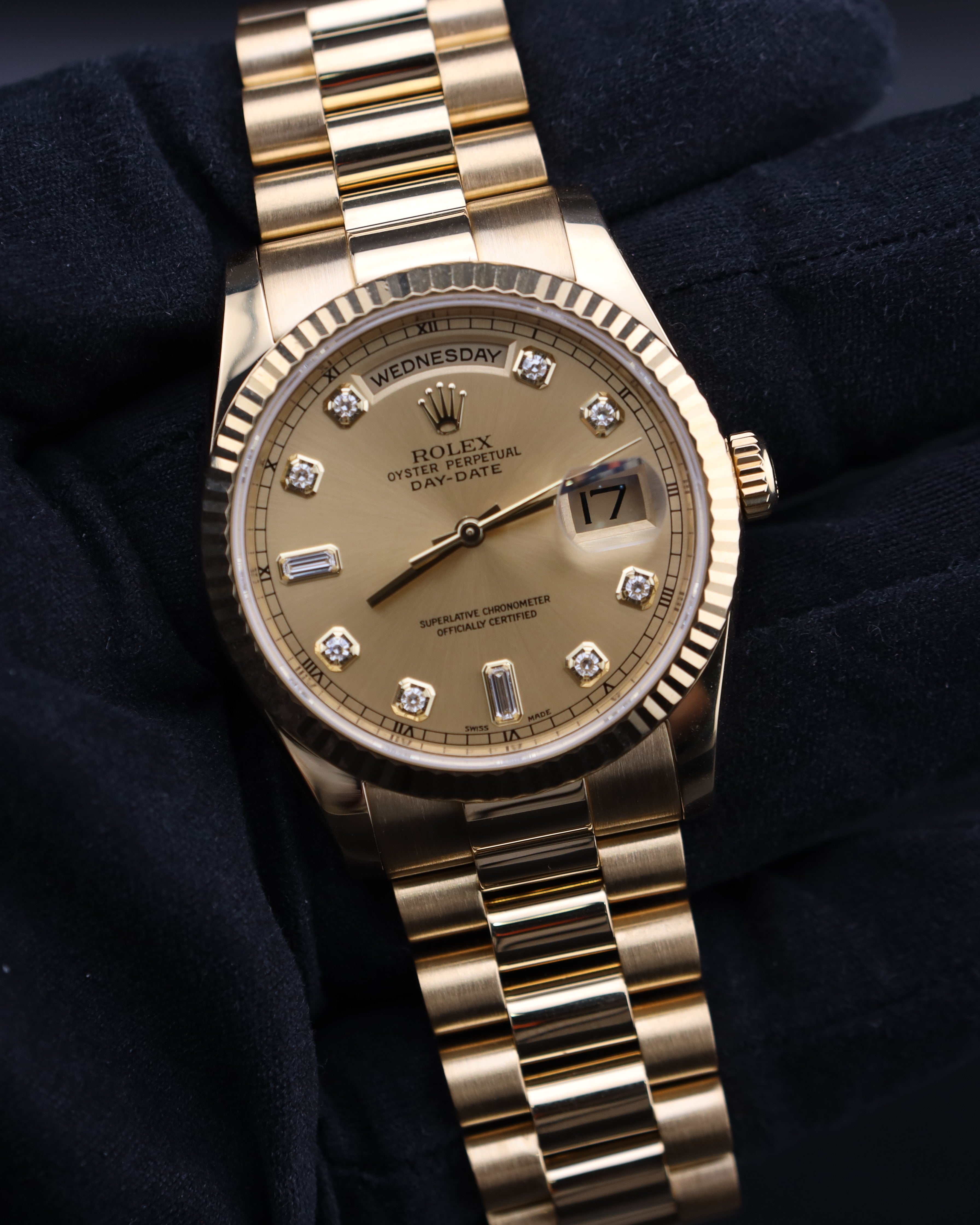 Rolex Day-Date 36 President Champagne Diamond Dial 118238