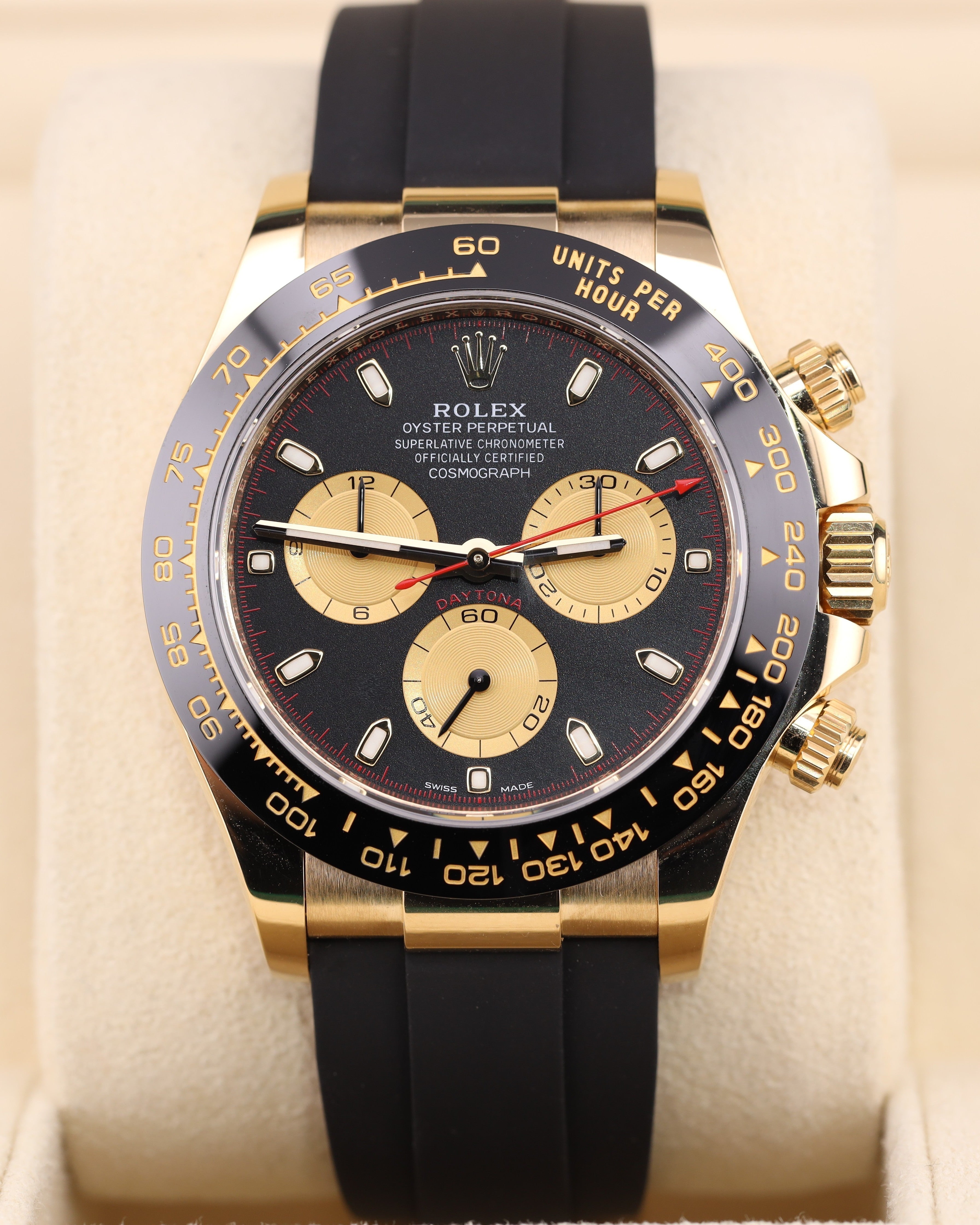 Rolex Daytona Paul Newman Yellow Gold Black Dial 116518LN Oysterflex