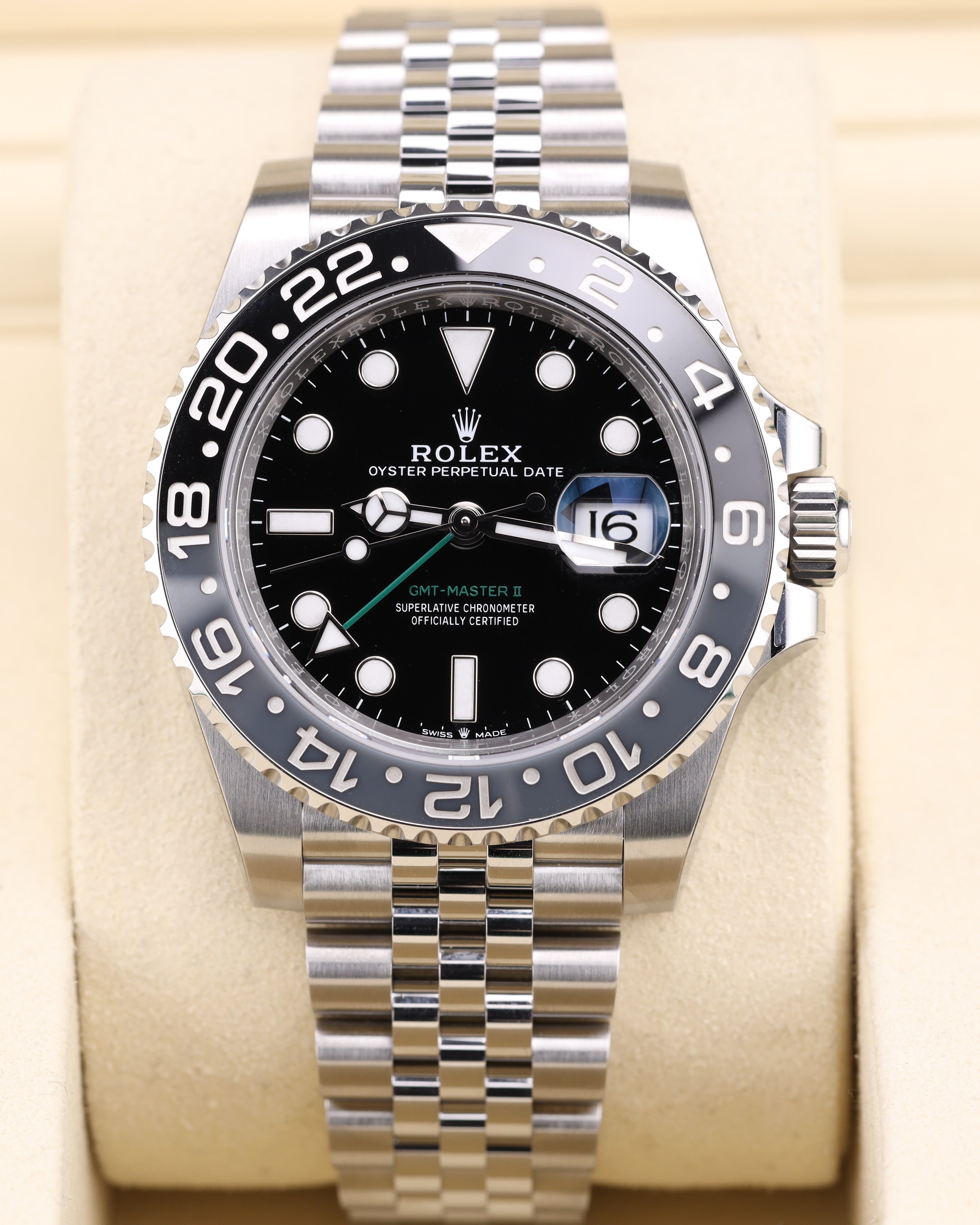 Rolex GMT-Master II Bruce Wayne on Jubilee 126710GRNR Factory Stickers 2026