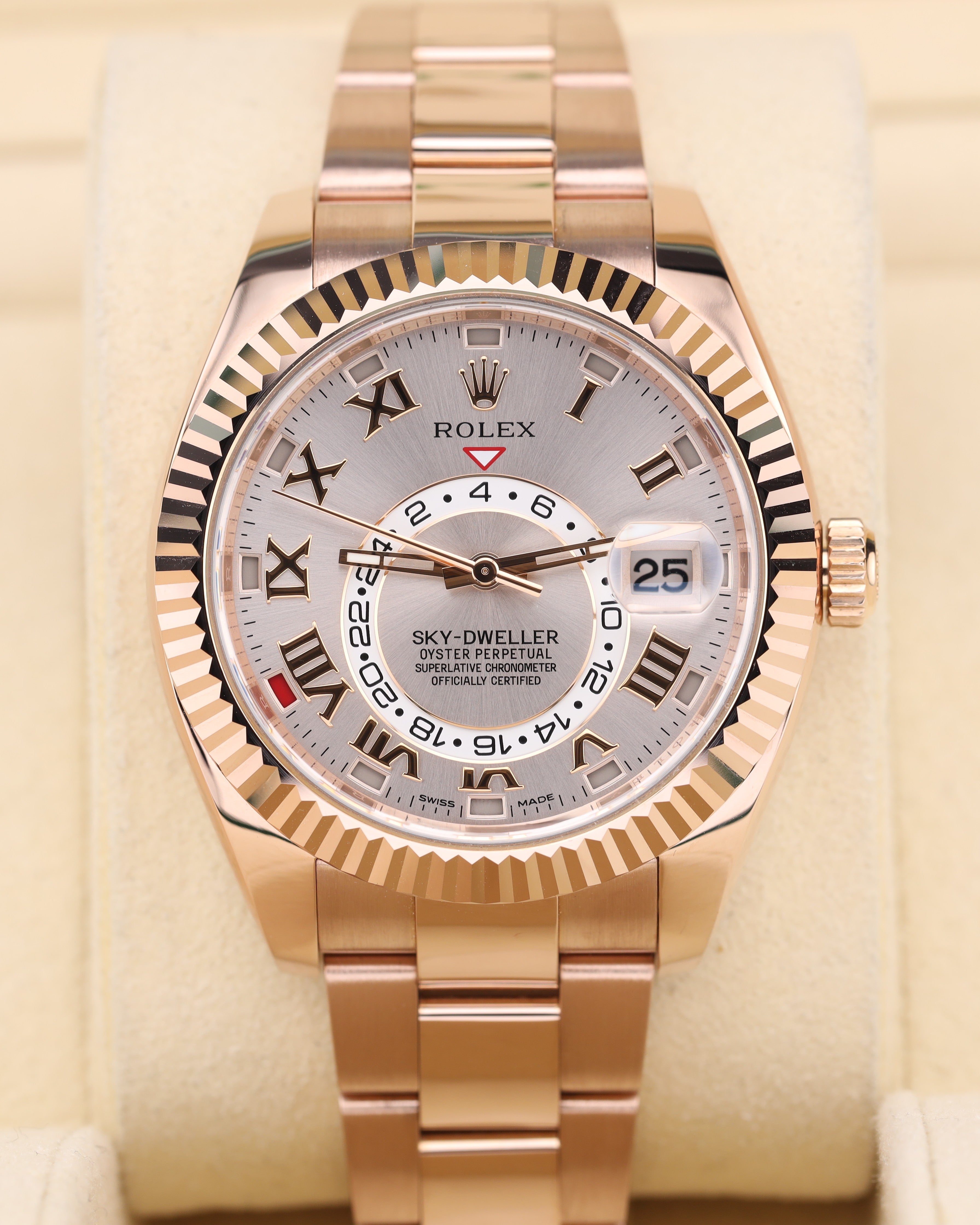 Rolex Sky Dweller Pink Roman Sun dust Dial 326935