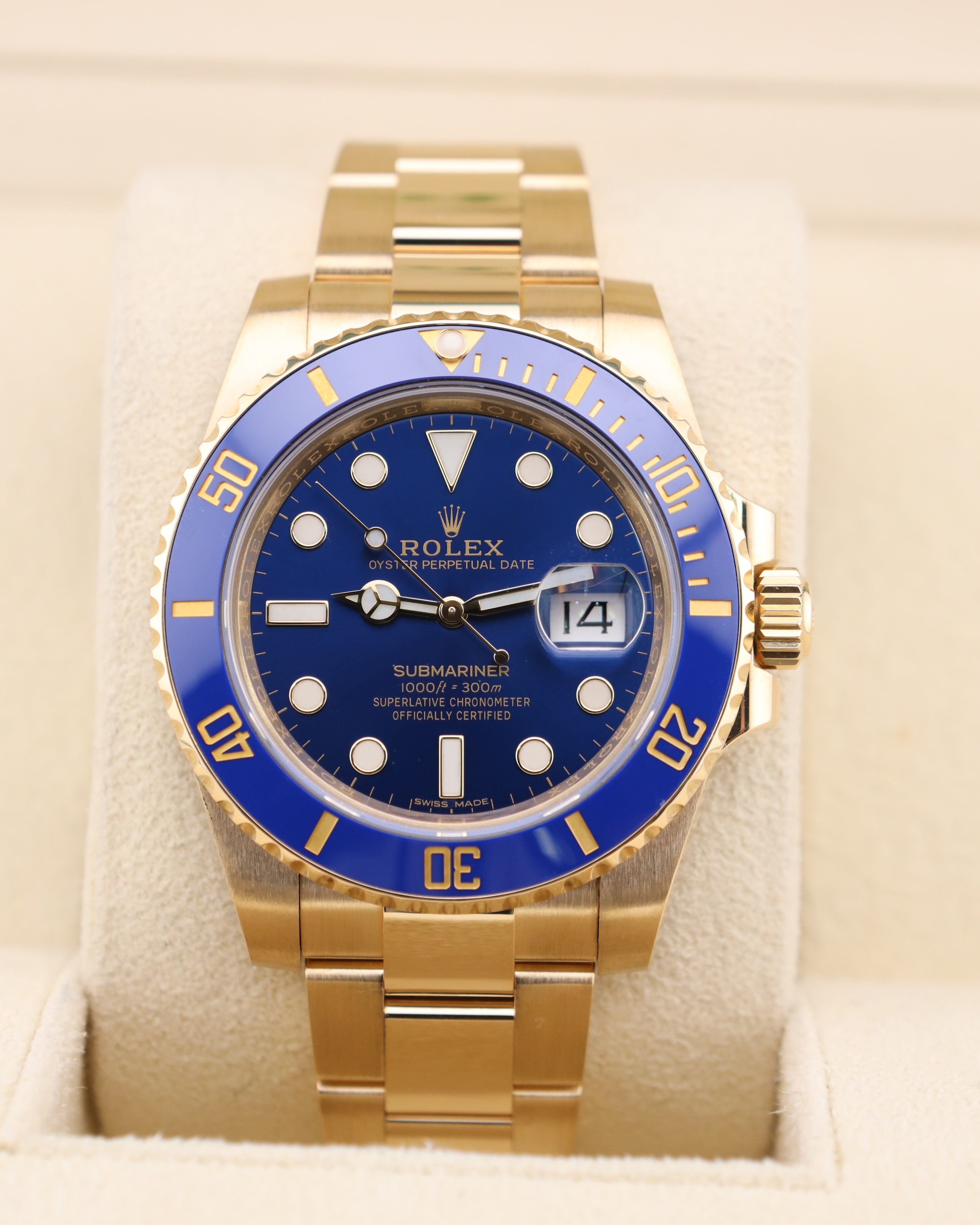 Rolex Submariner Date Gold Bluesy Blue Dial 116618LB 
