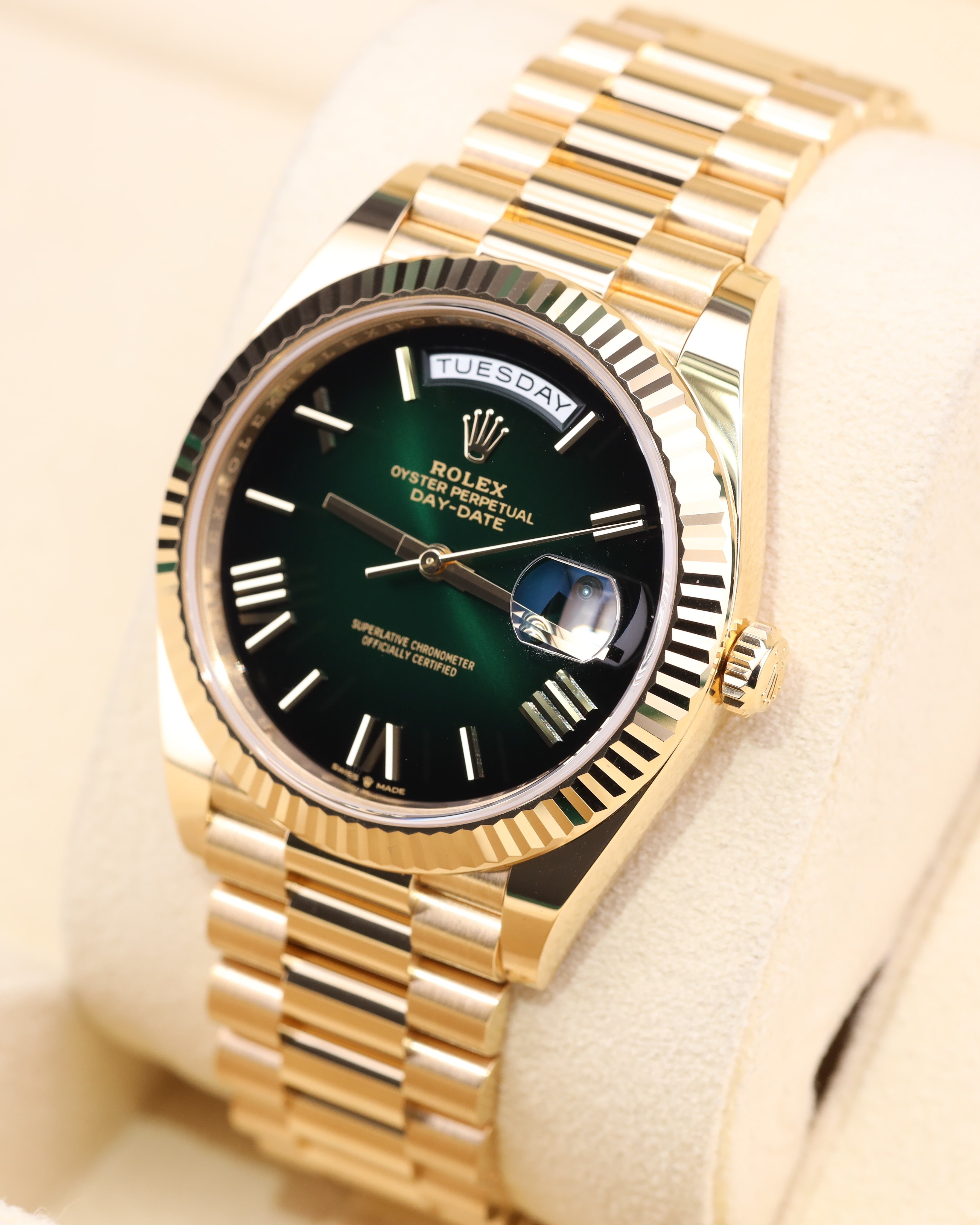Rolex Day-Date 40 Green Ombre President Yellow Gold 228238 - 2025